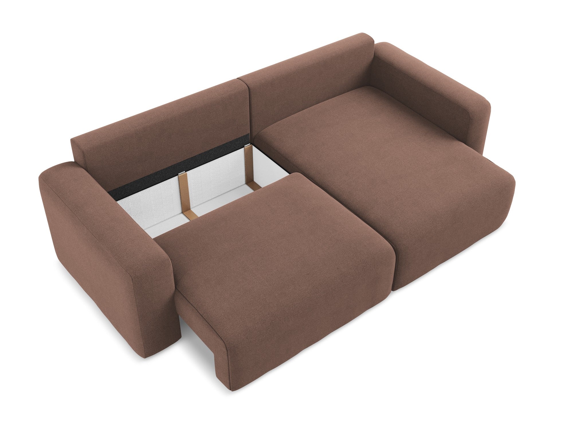 Right-sided corner sofa bed KONA in muted pink