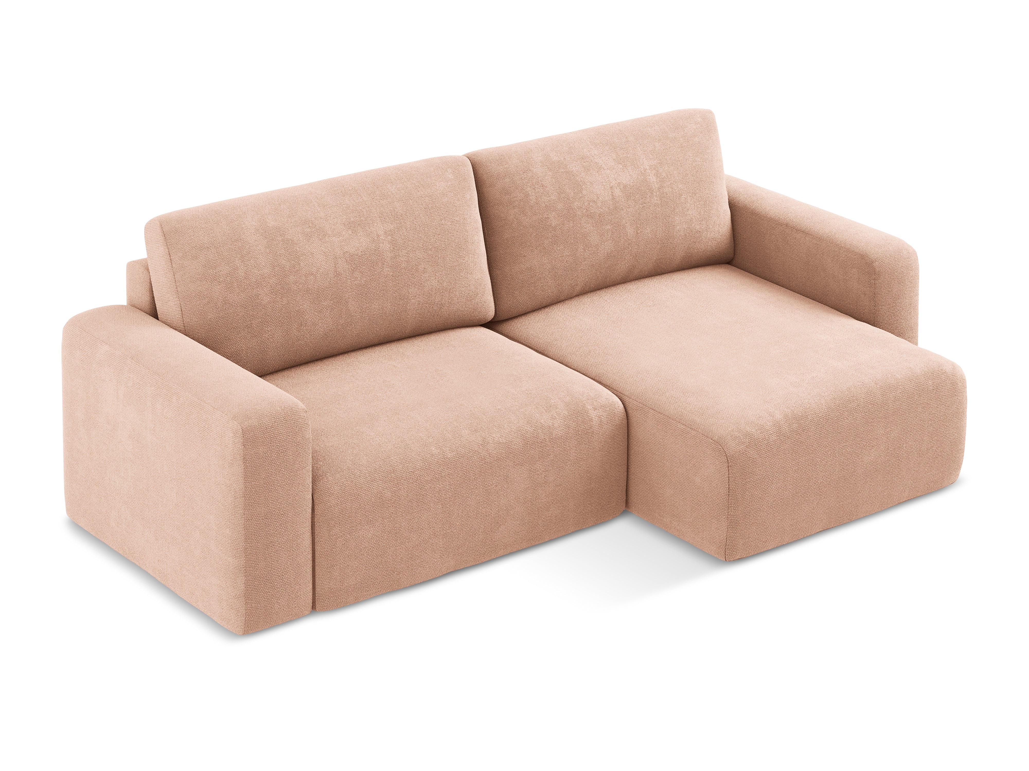 Pravostranný rohový gauč s funkcí spaní KONA broskvový šenil