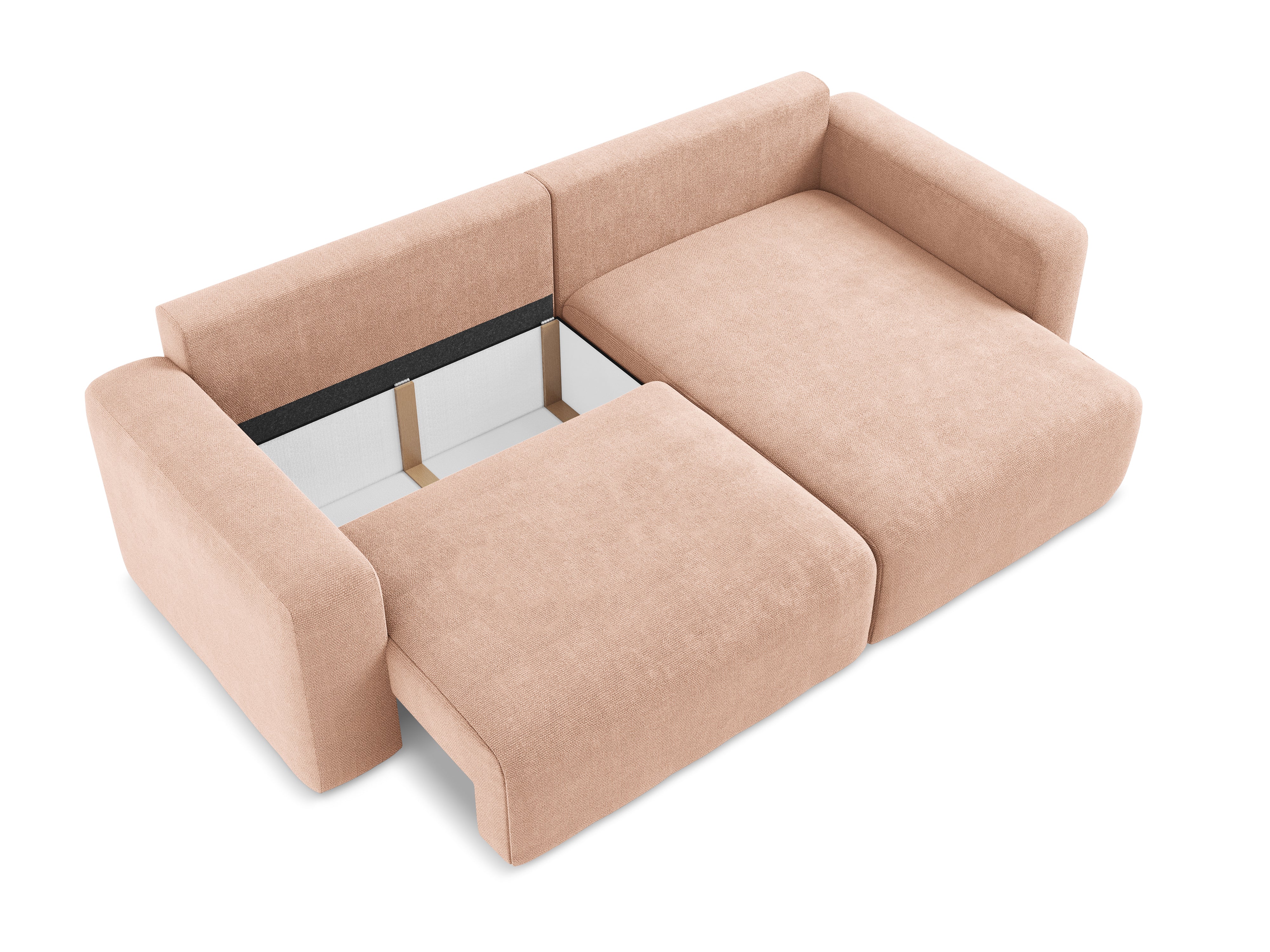 Pravostranný rohový gauč s funkcí spaní KONA broskvový šenil