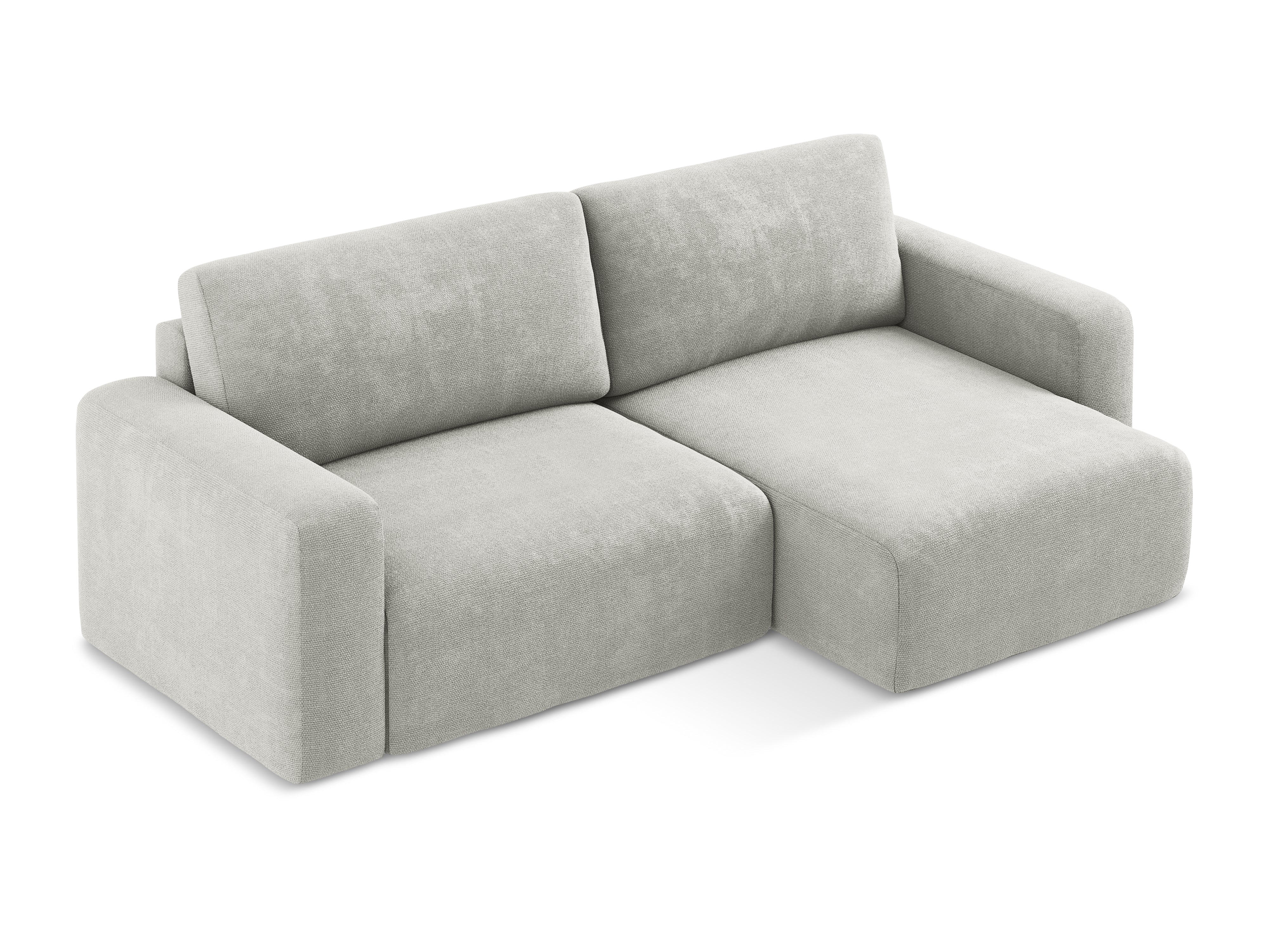 Pravostranný rohový gauč s funkcí spaní KONA světle šedý šenil