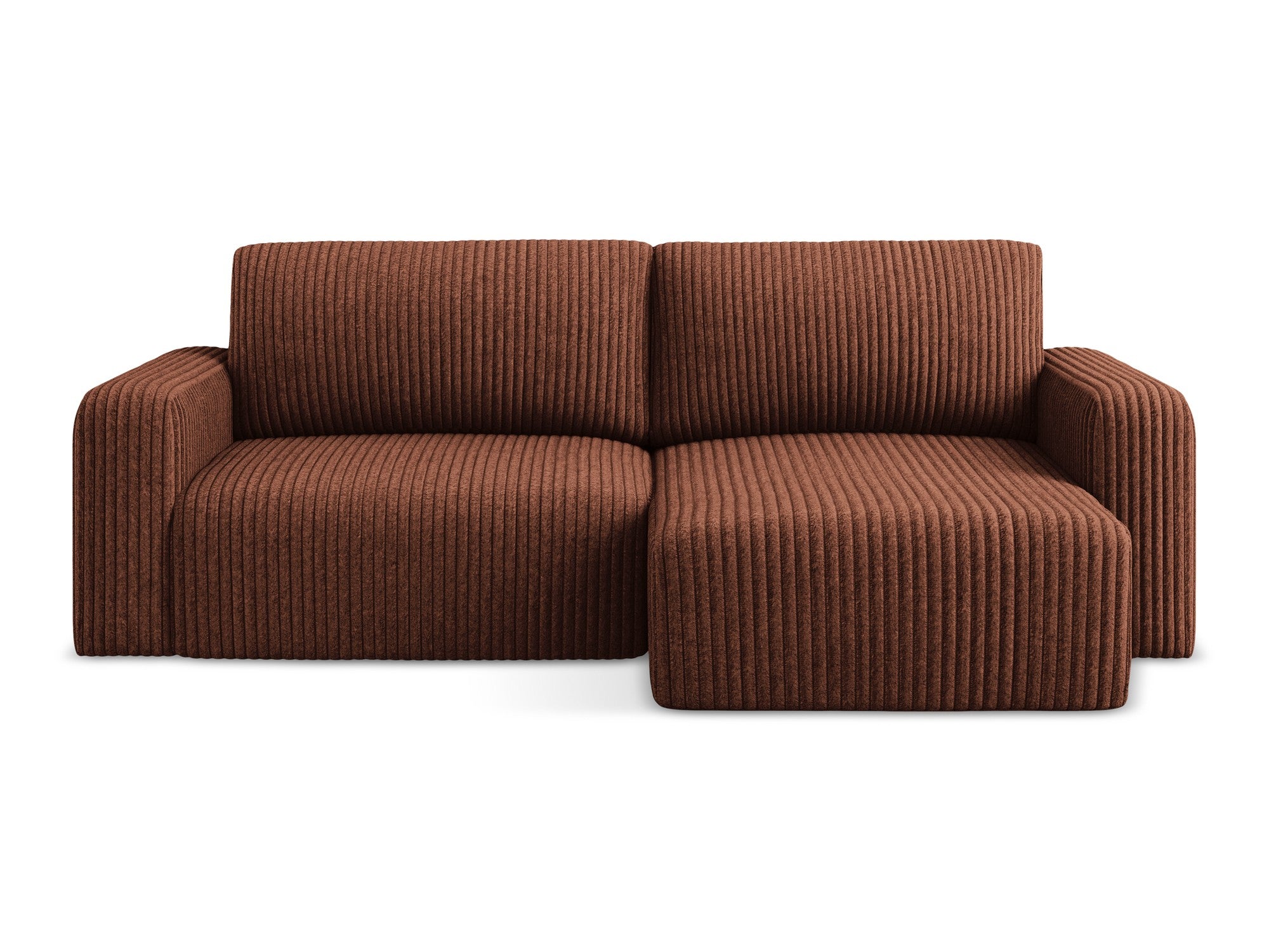 Right-facing corner sofa bed KONA terracotta corduroy