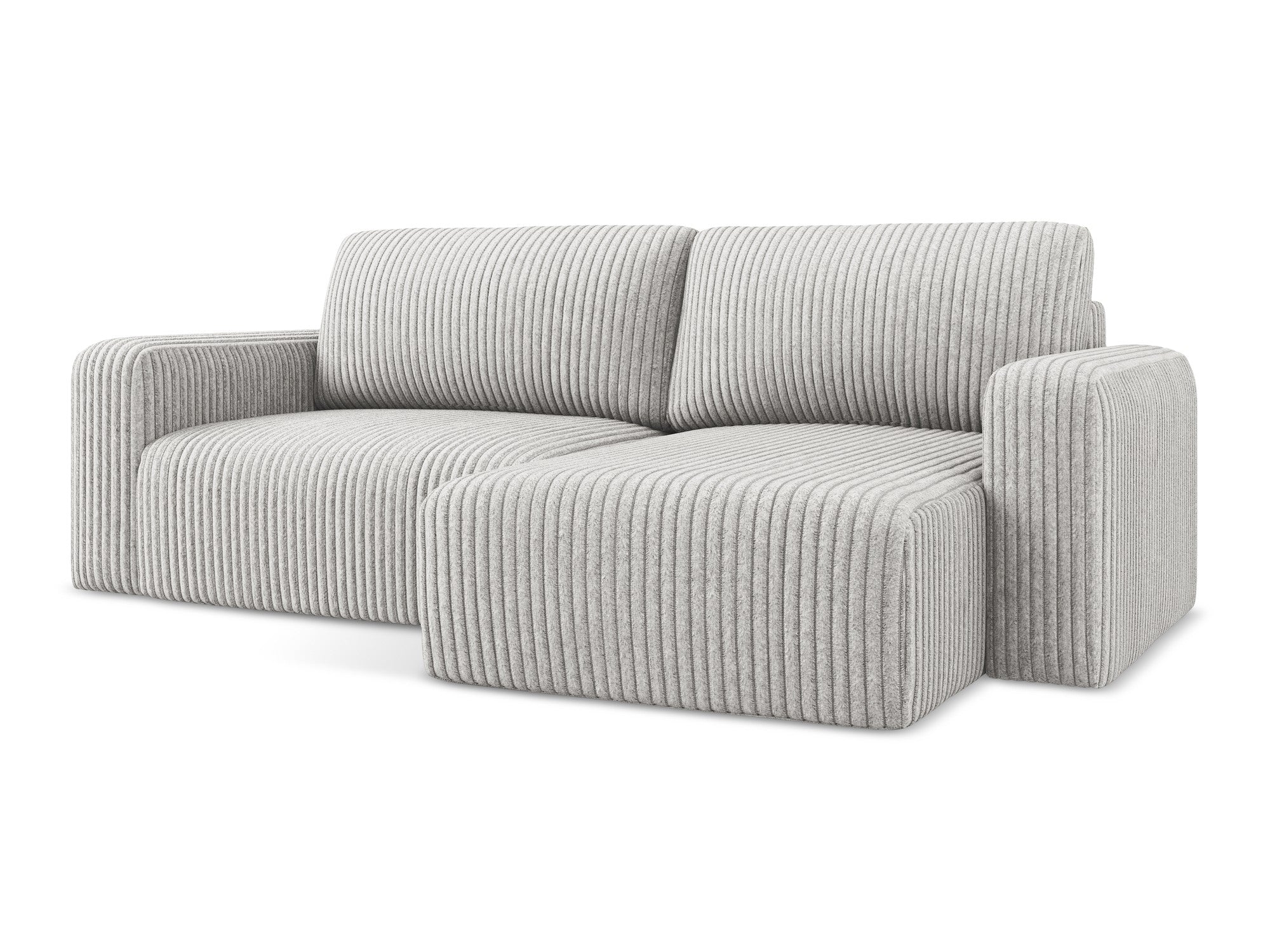 Right-facing corner sofa bed KONA light gray corduroy