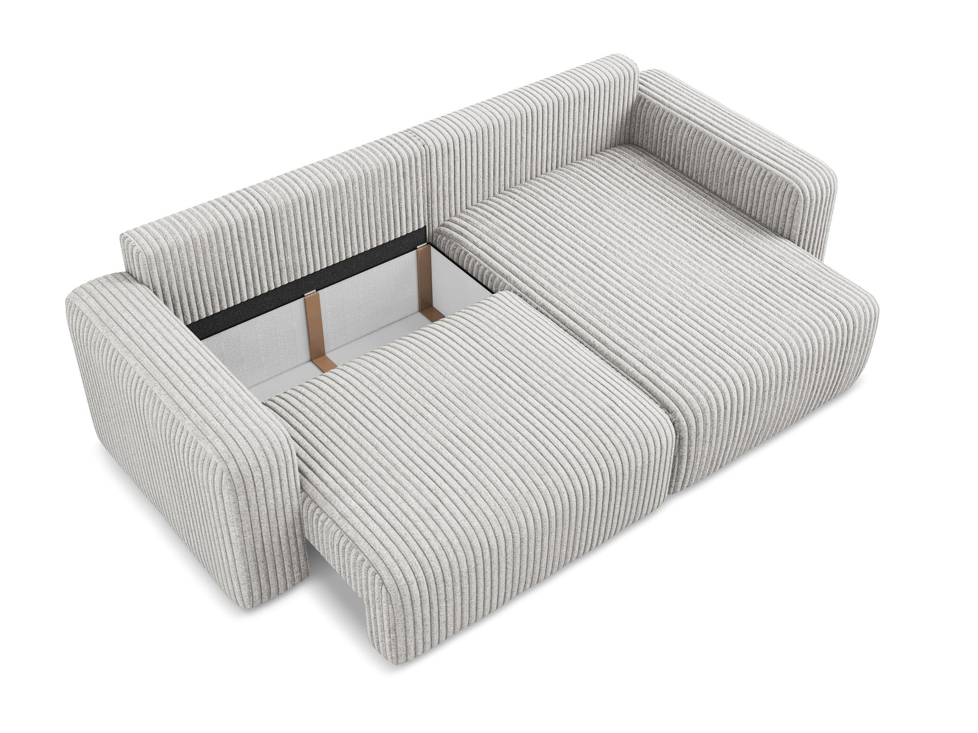 Right-facing corner sofa bed KONA light gray corduroy