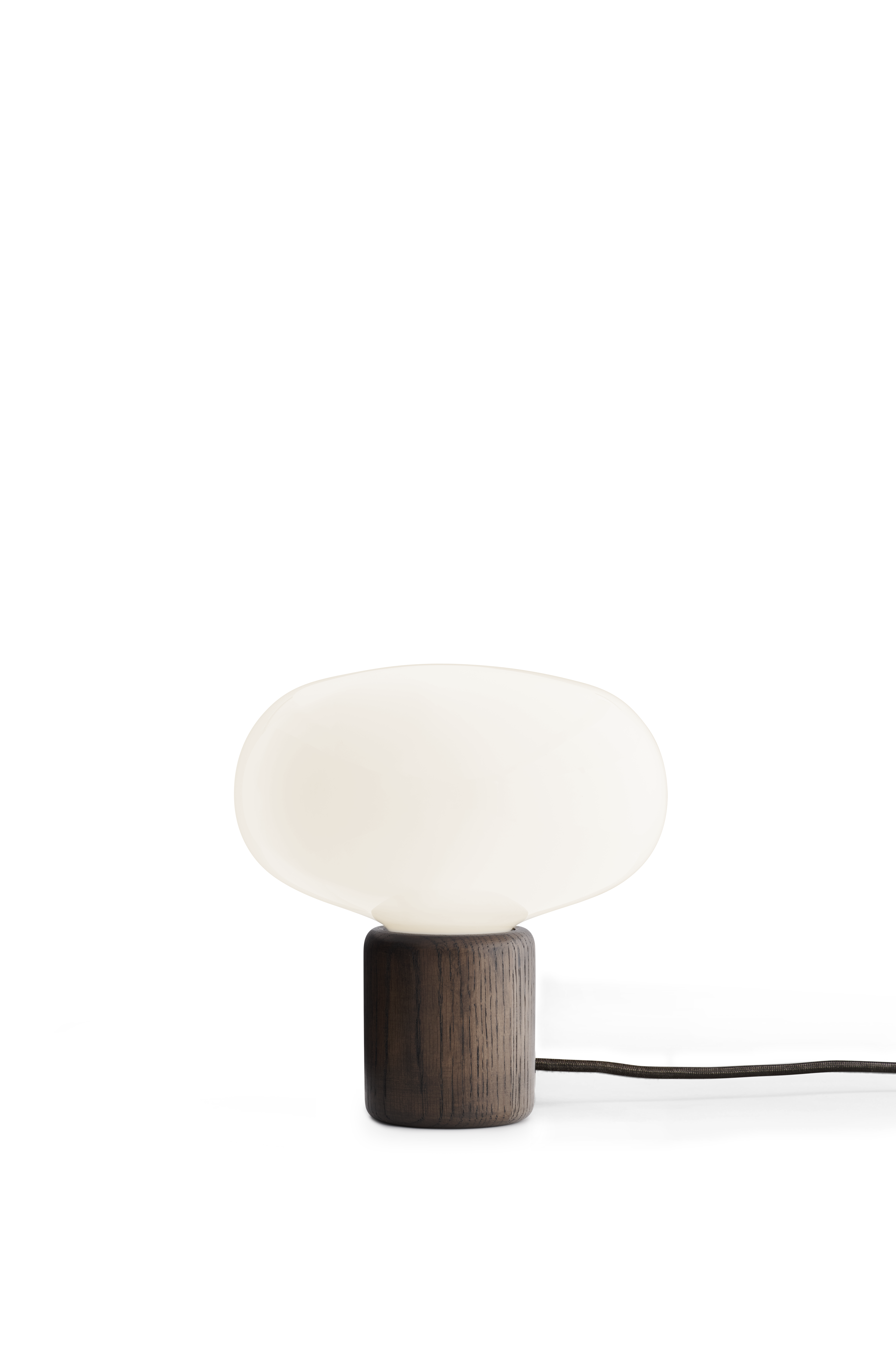 Karl-Johan table lamp iridescent glass with a smoked oak base