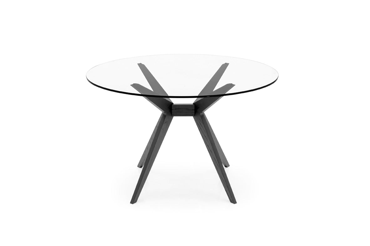 Round Table KENT with Glass Top and Black Base