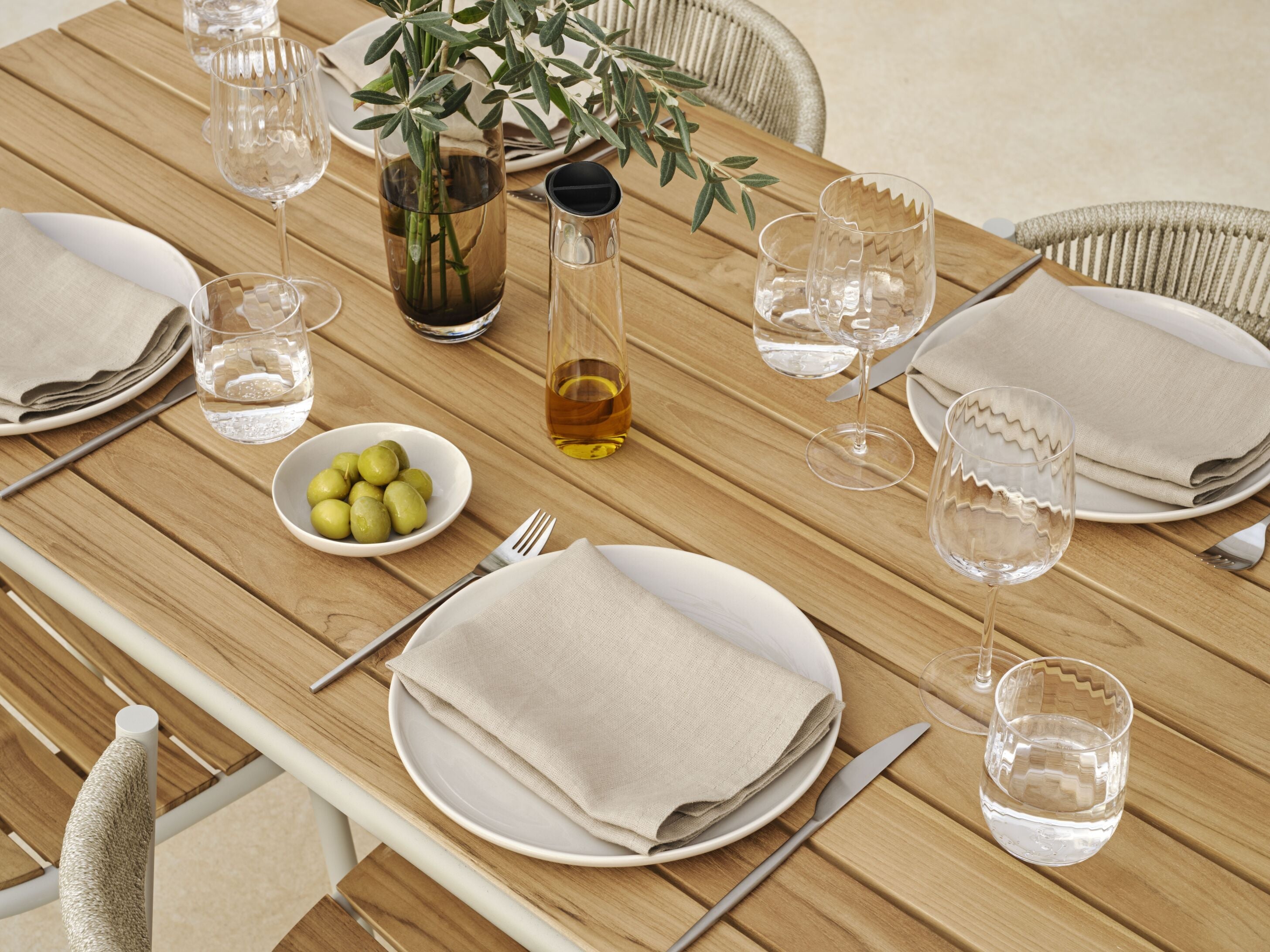 KITE Outdoor Table in Wood with Gray Steel Base