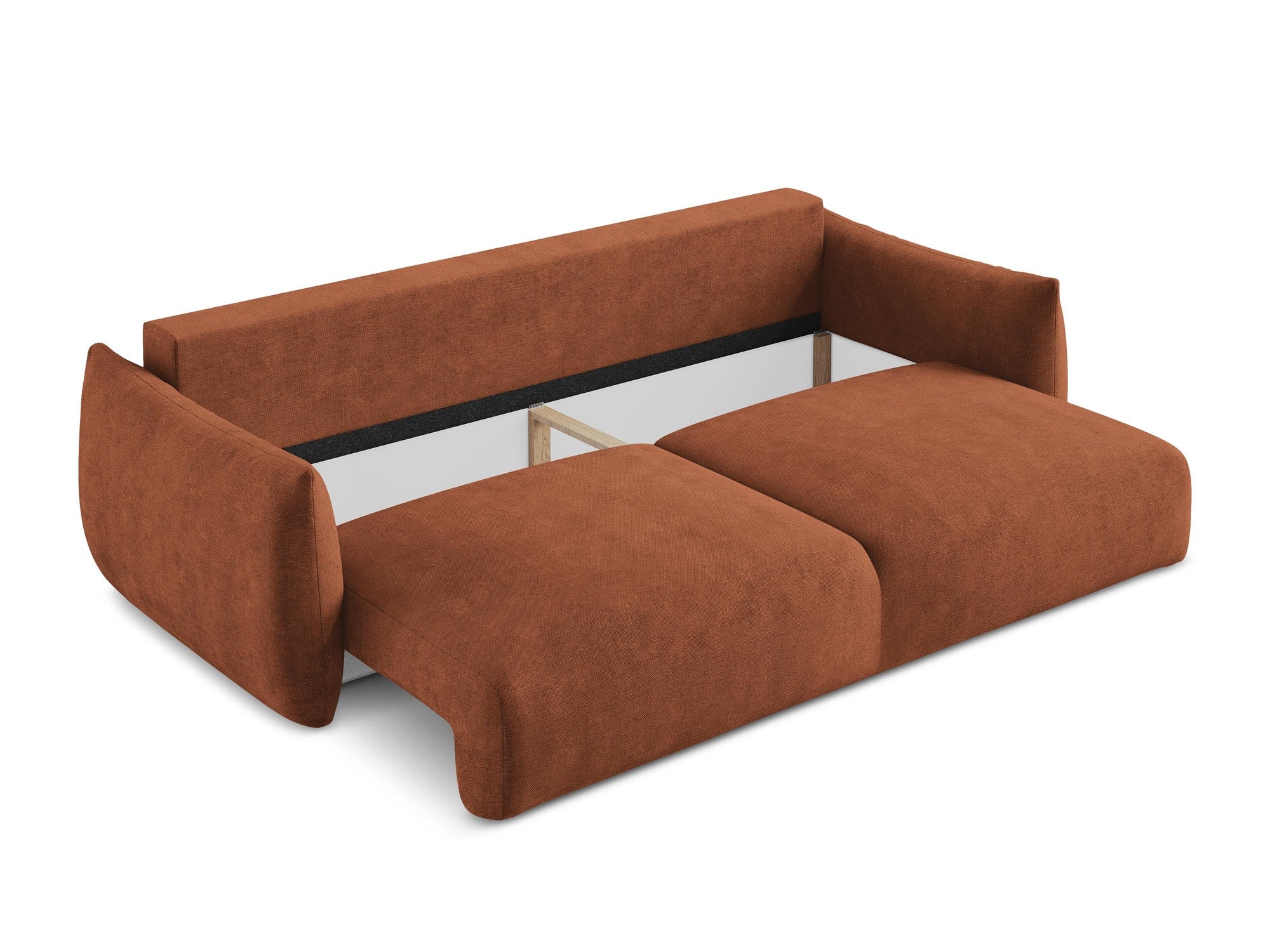 3-Seater Sofa with Sleeping Function LEILA Terracotta Chenille