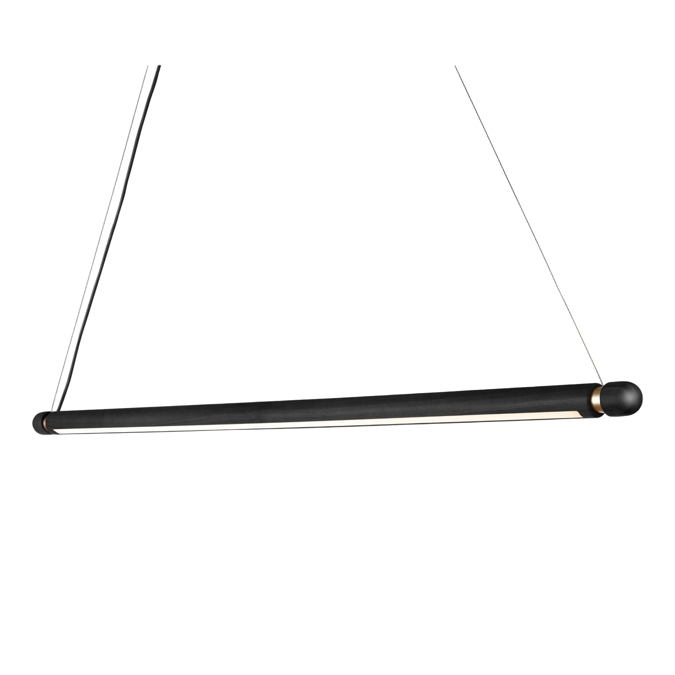 Závěsná lampa LINEA H černé jasanové dřevo s mosazným povrchem