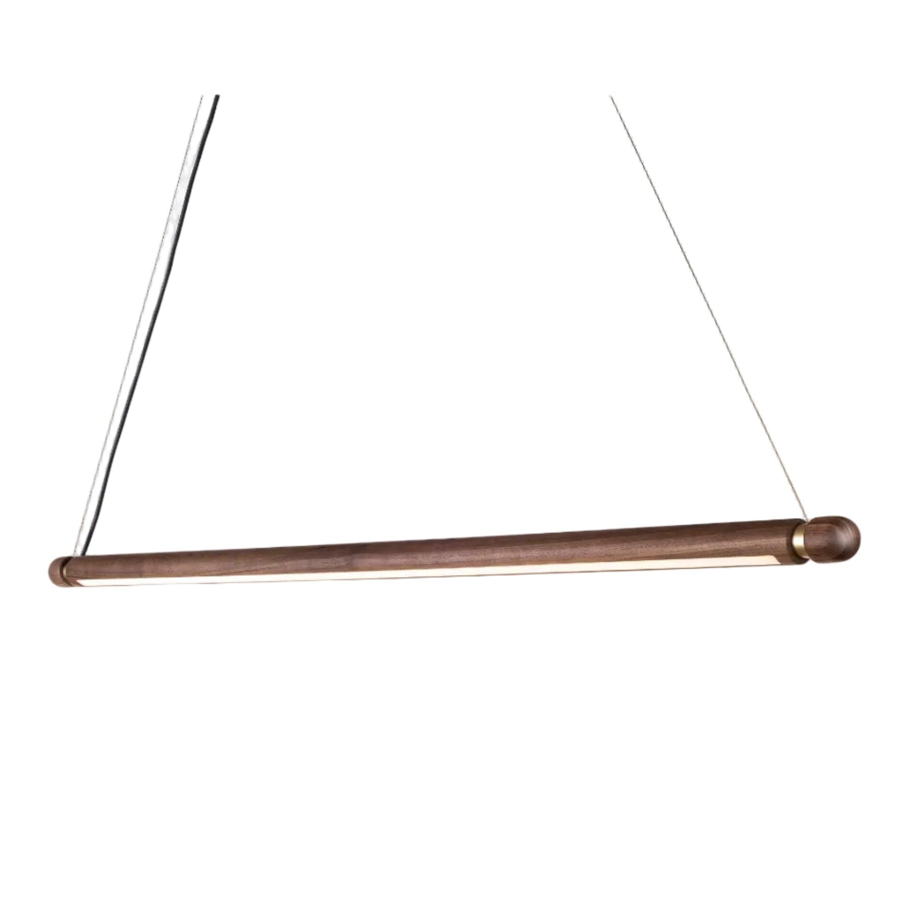 LINEA H Pendant Lamp in Walnut Wood with Brass Finish