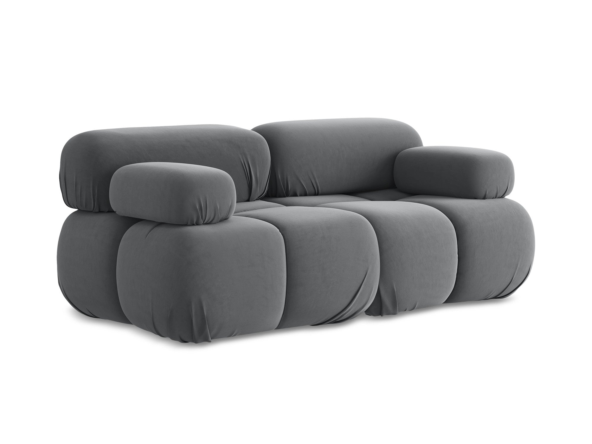 Sofa modulární sametová 2-místná LOKUA ocelově šedá