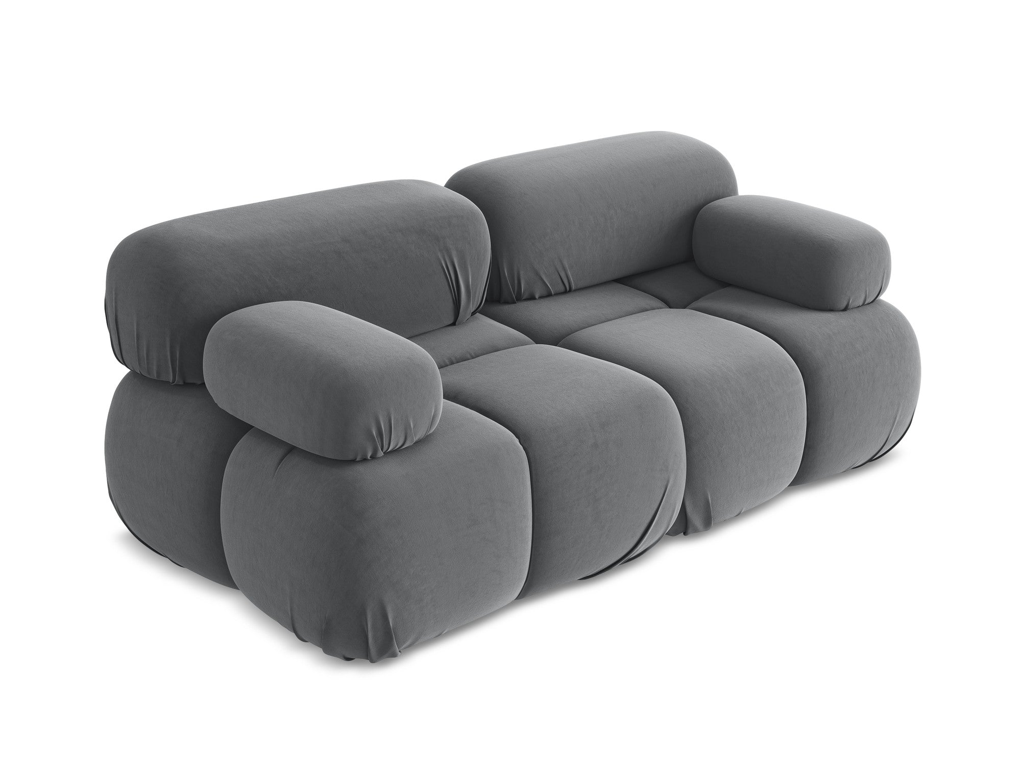 Sofa modulární sametová 2-místná LOKUA ocelově šedá