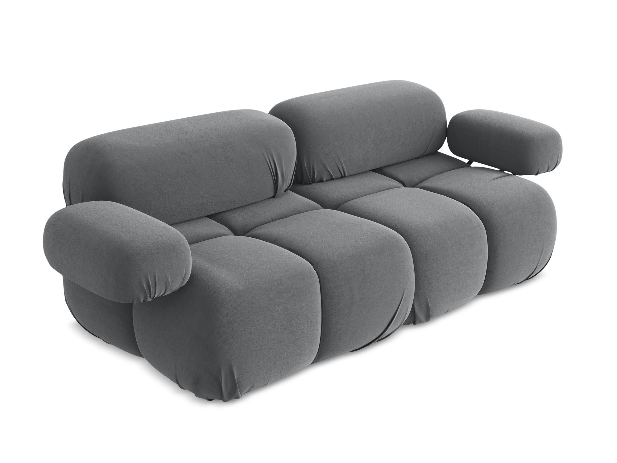 Sofa modulární sametová 2-místná LOKUA ocelově šedá