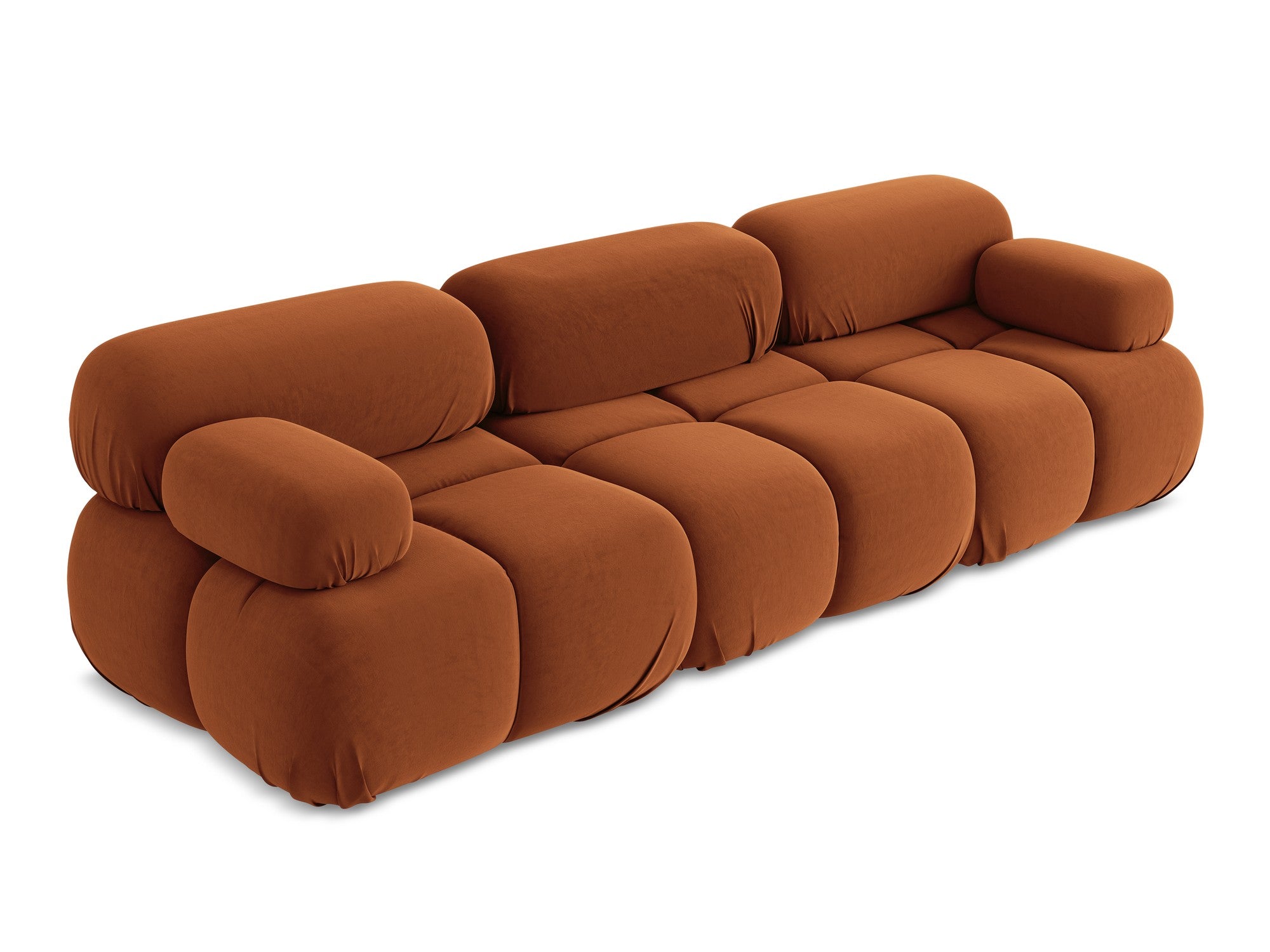 Velvet modular sofa for 3 people LOKUA terracotta