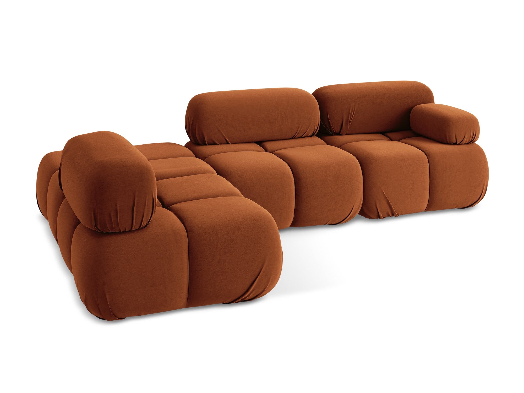 Left-facing velvet modular corner sofa LOKUA terracotta