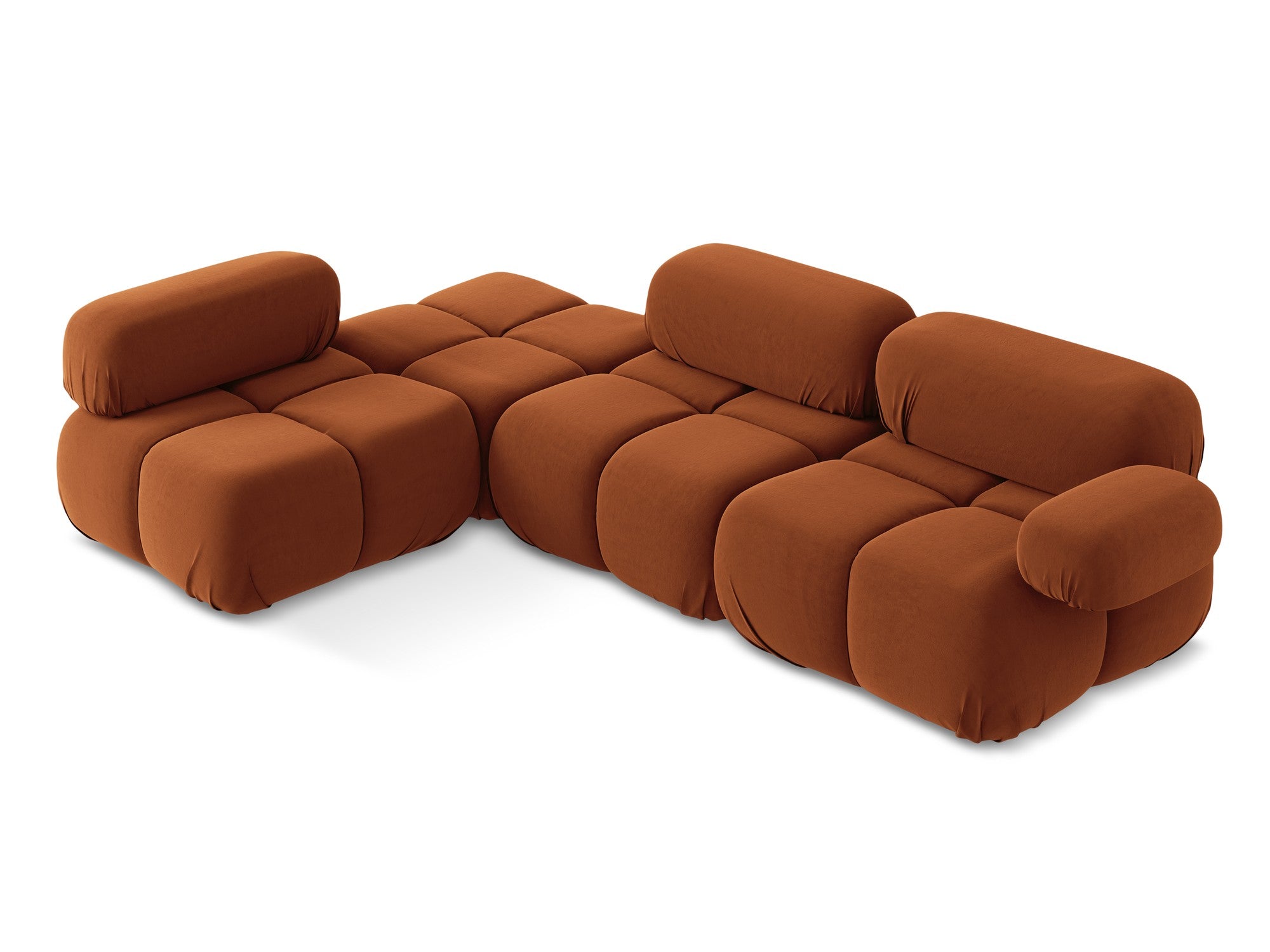 Left-facing velvet modular corner sofa LOKUA terracotta