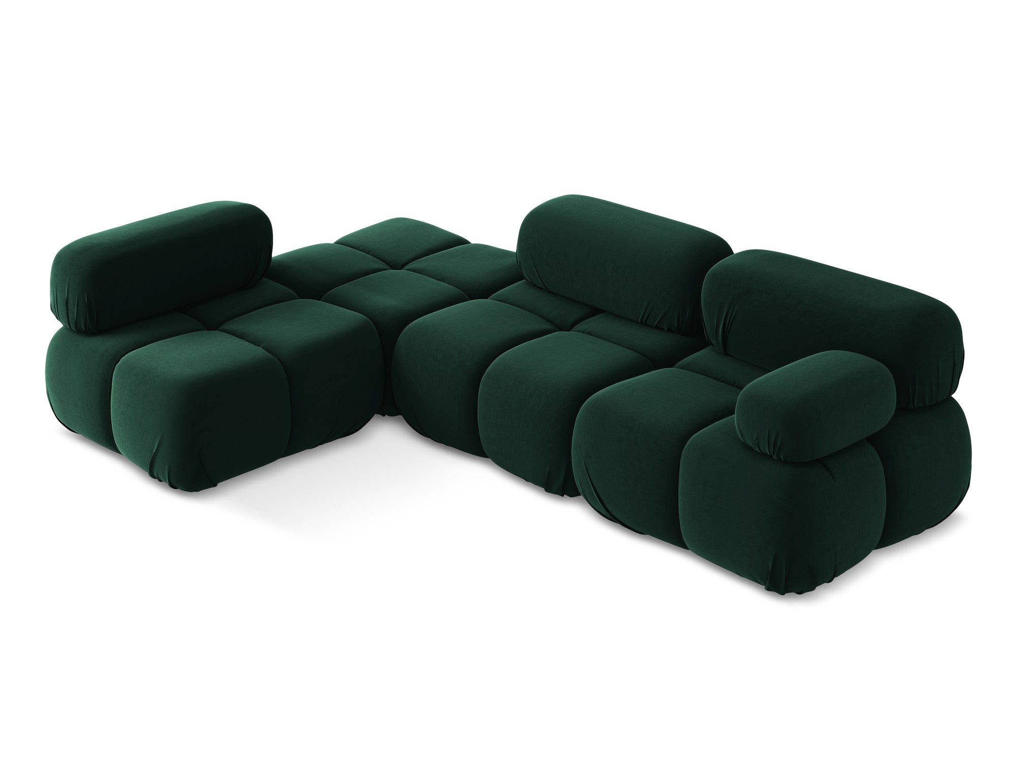 Left-sided modular velvet corner sofa LOKUA in bottle green