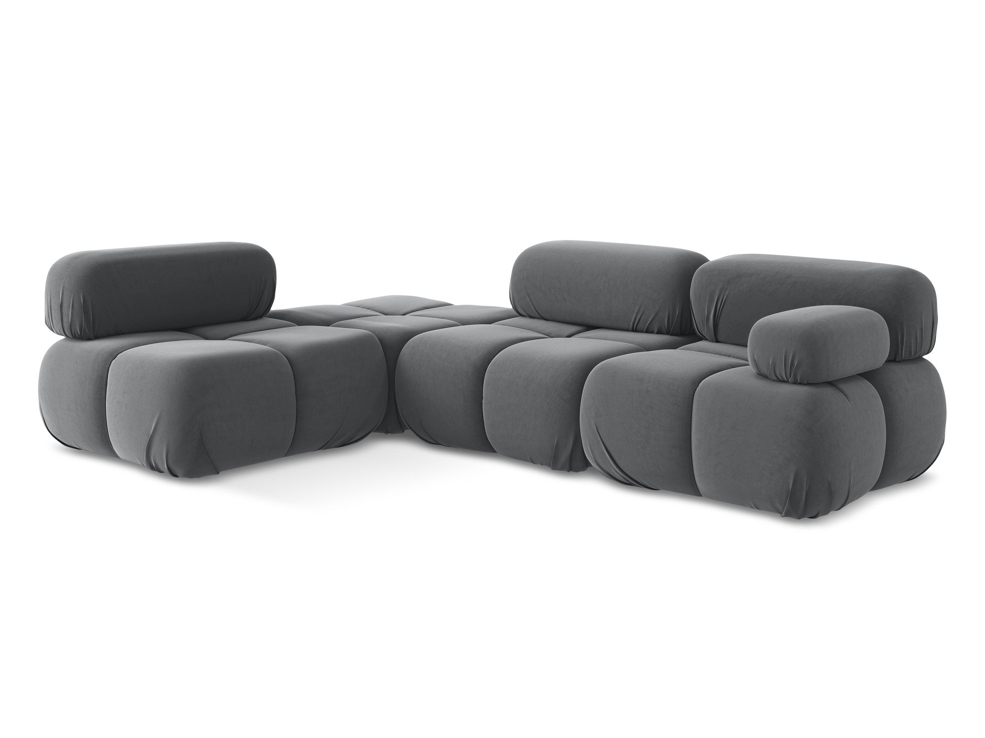 Left-sided modular velvet corner sofa LOKUA in steel gray
