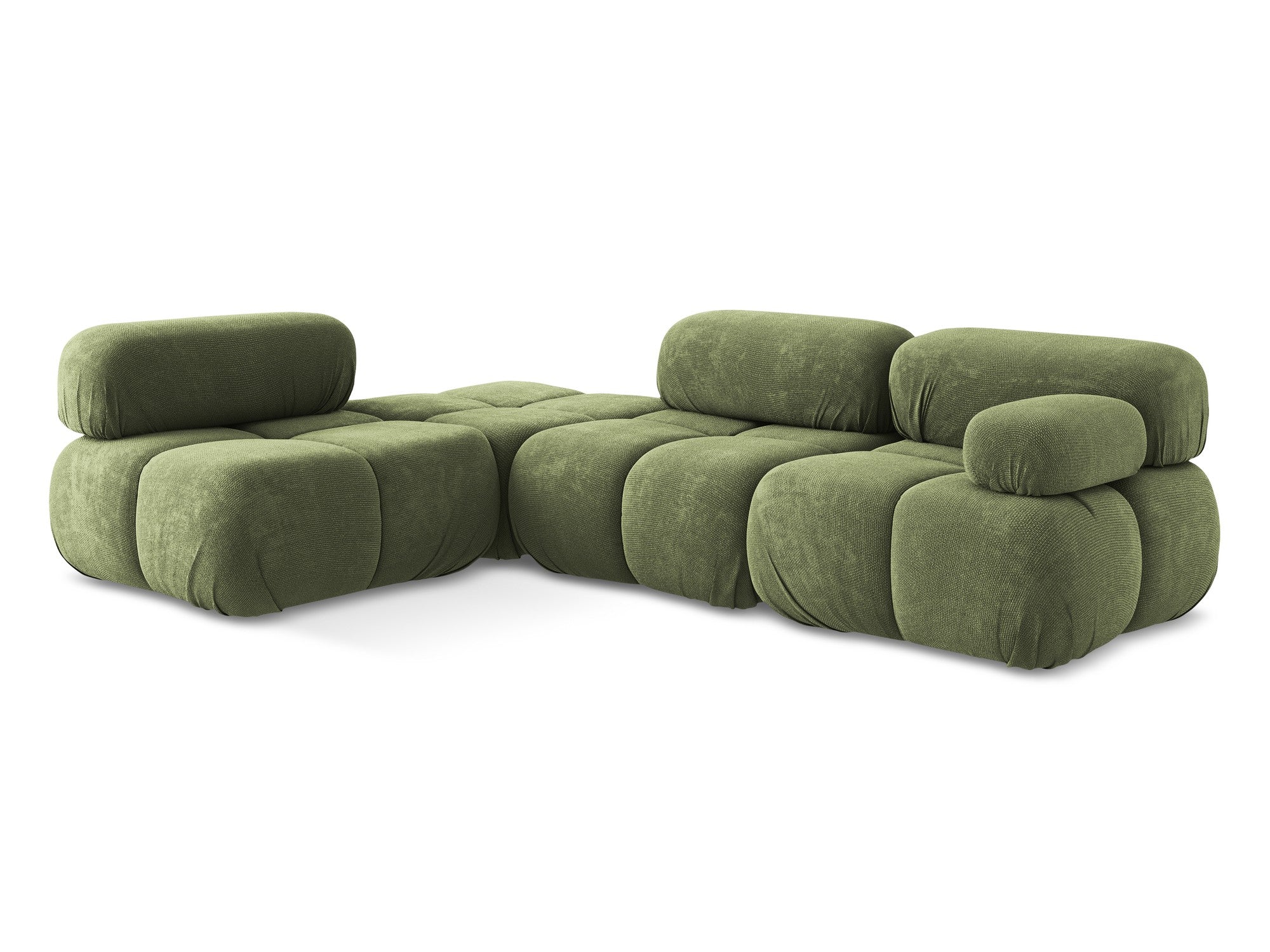 Left-facing modular corner sofa LOKUA green chenille