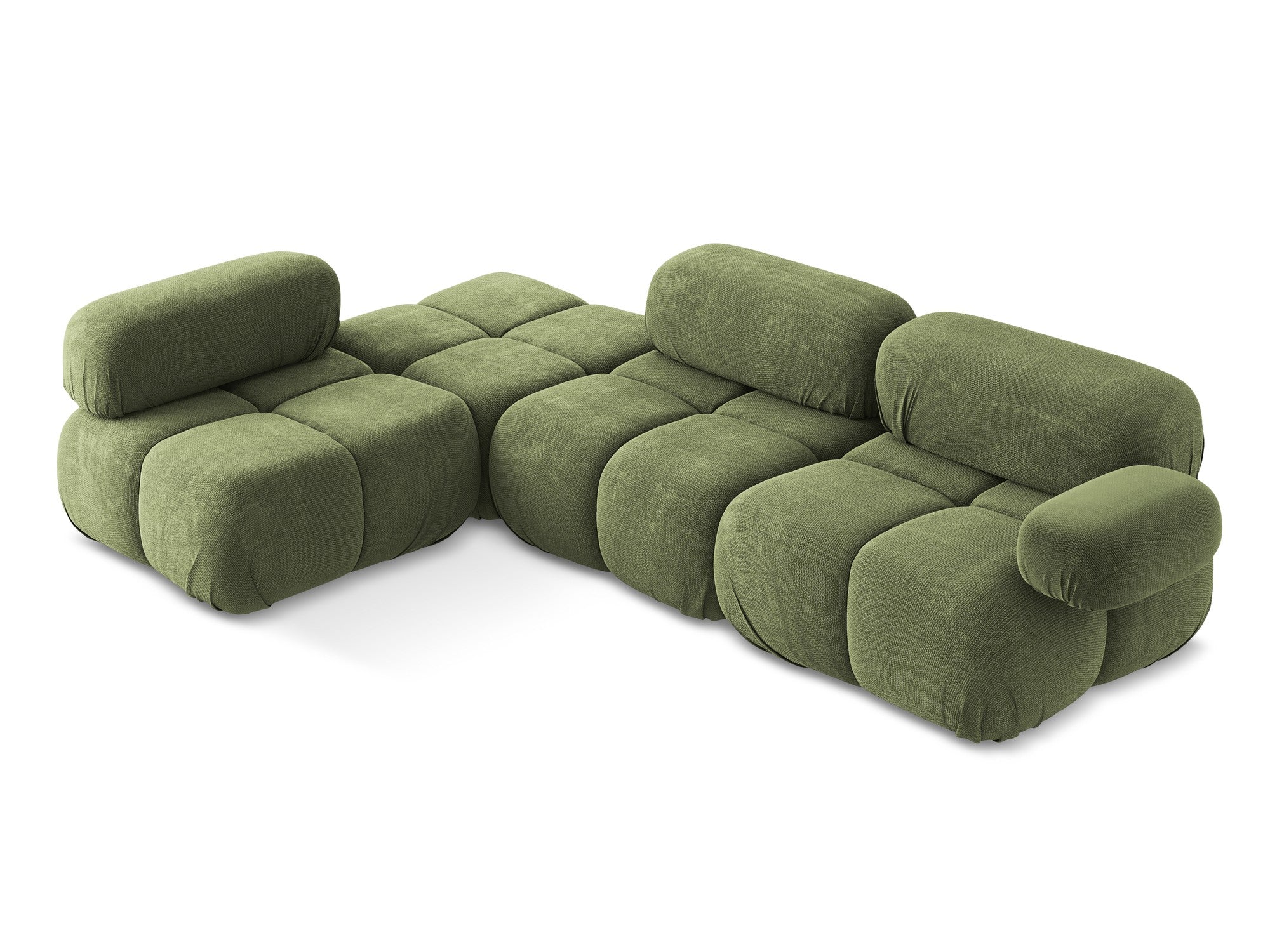 Left-facing modular corner sofa LOKUA green chenille