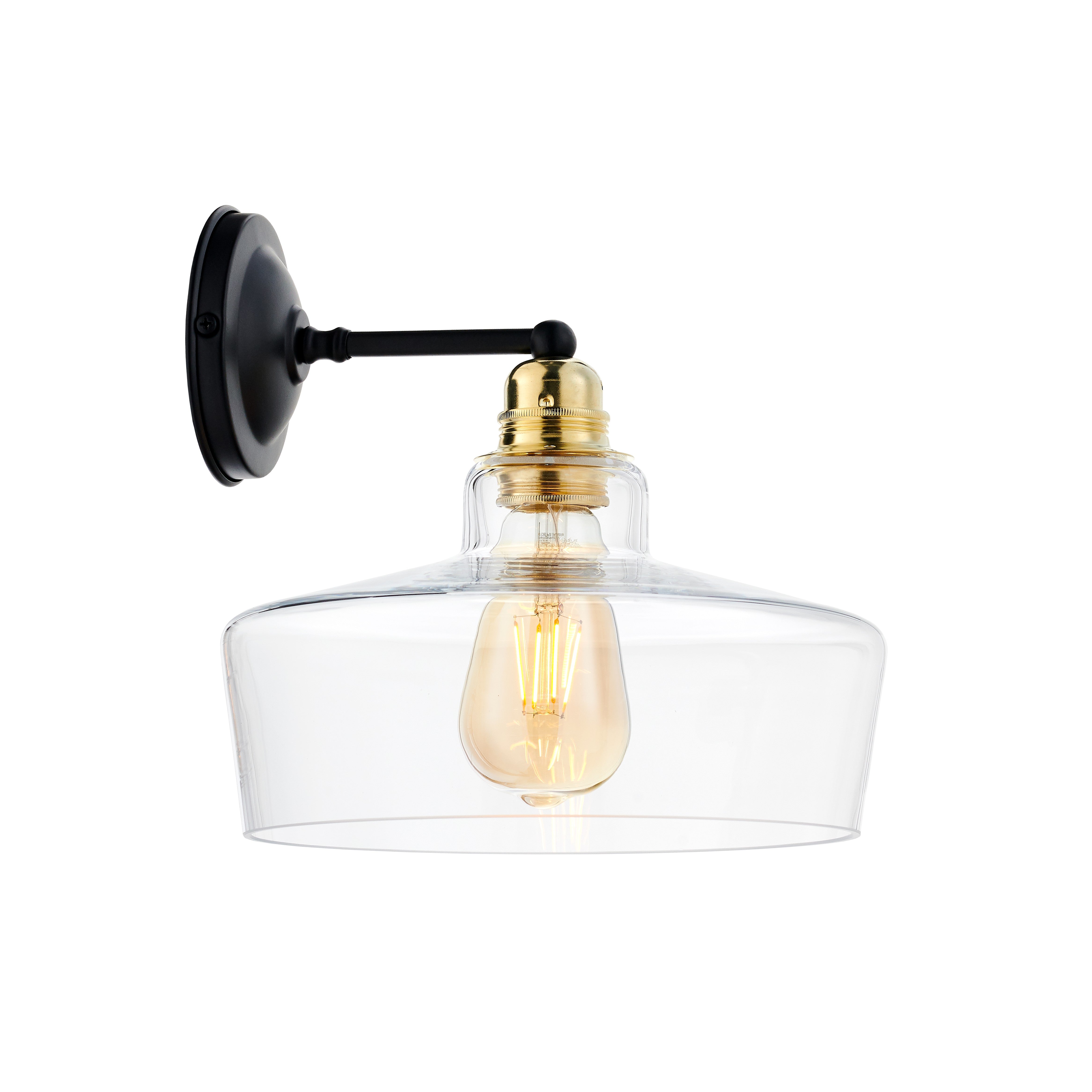 LONGIS III wall lamp transparent with black and gold