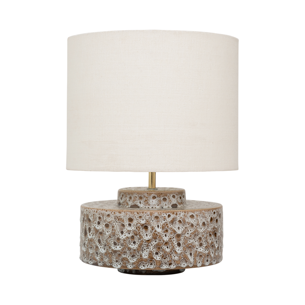 Stolní lampa IVY hnědá keramika s bavlněným stínidlem