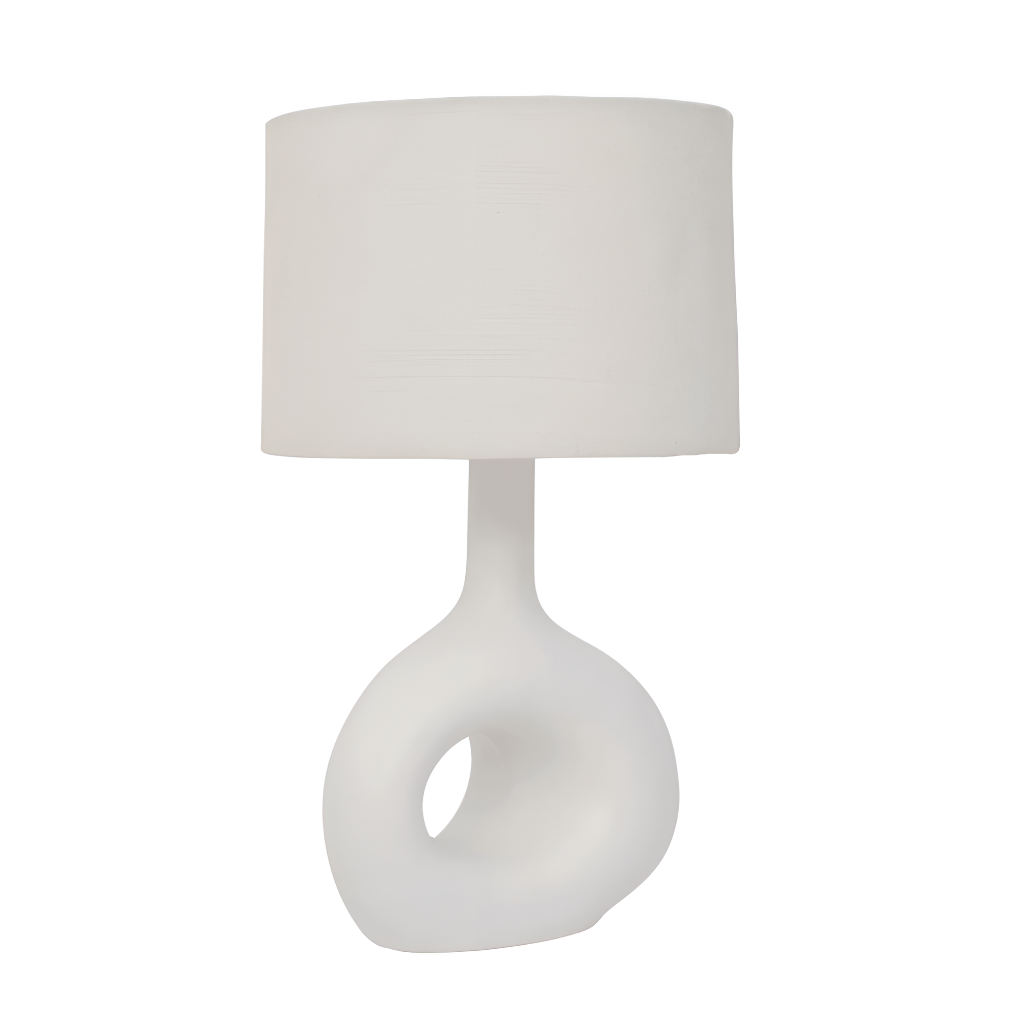 Soft Organic Linen Shape Shame lamp with a ceramic base