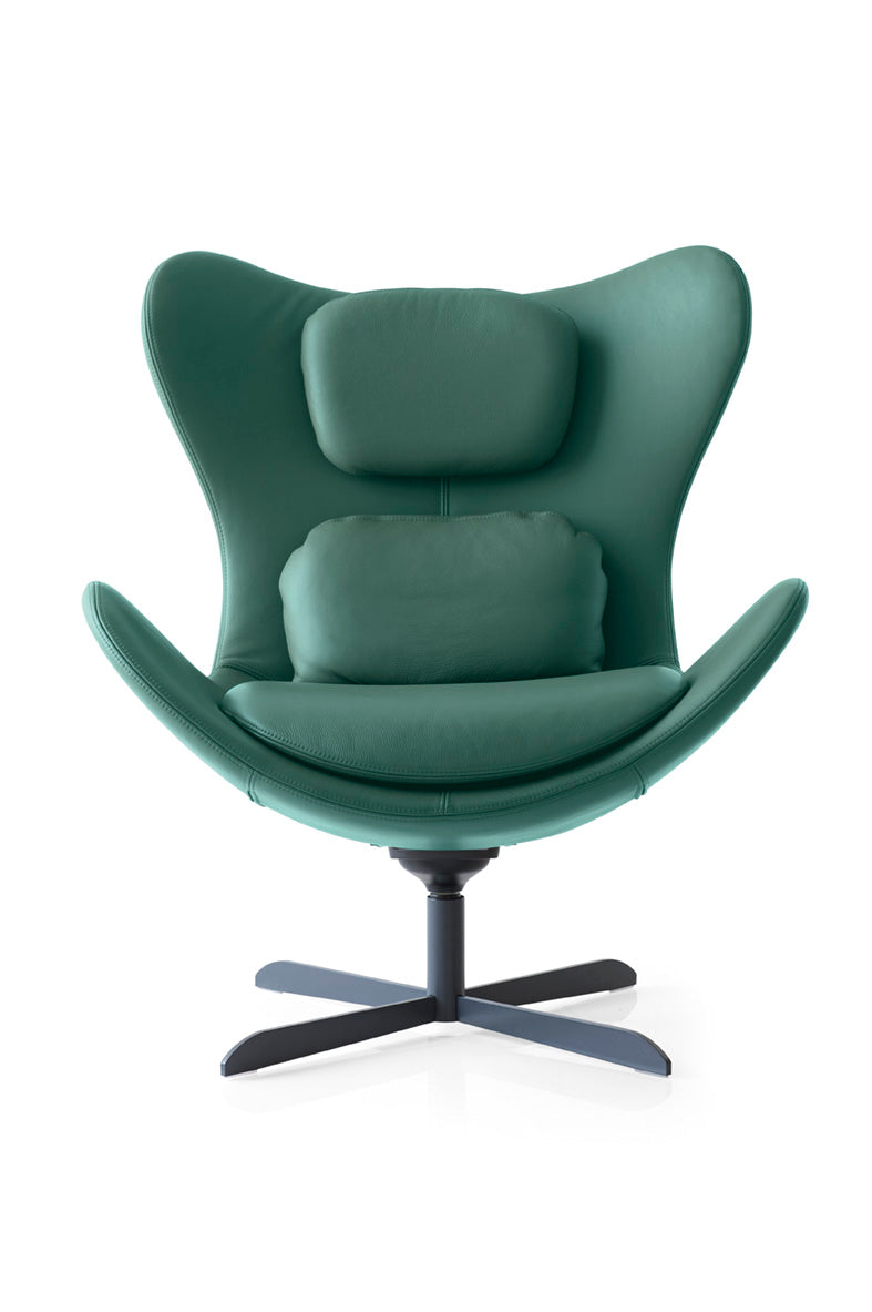 Křeslo otočné LAZY čalouněné s černým kovovým podstavcem