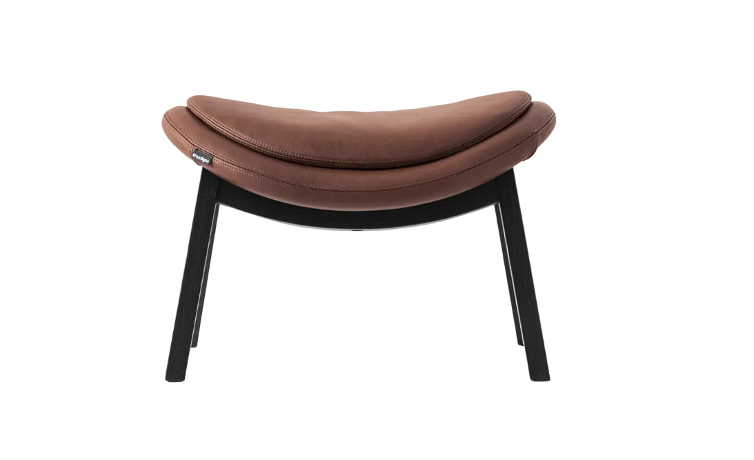 Upholstered LAZY Footrest with Black Wooden Base