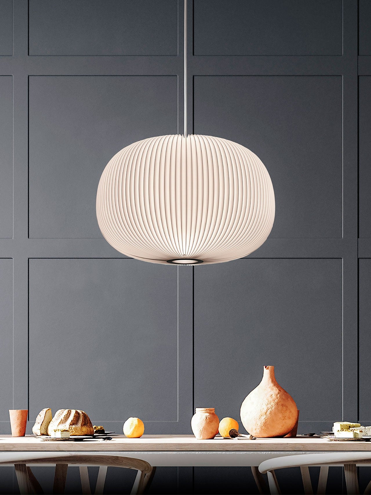 Hanging Lamp MODEL 132 LAMELLA 1 white with gold finish