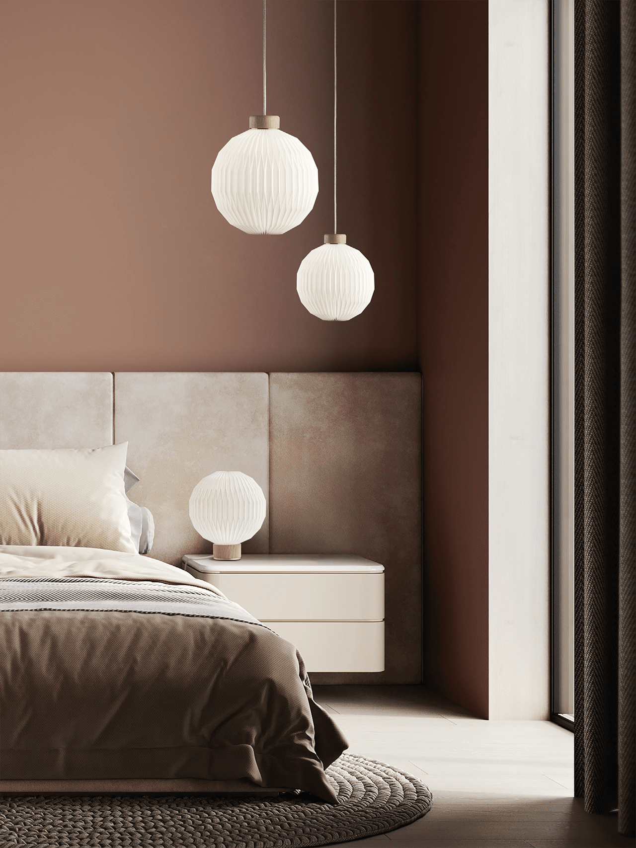 Stolní lampa MODEL 375 bílá s jasně dubovým podstavcem