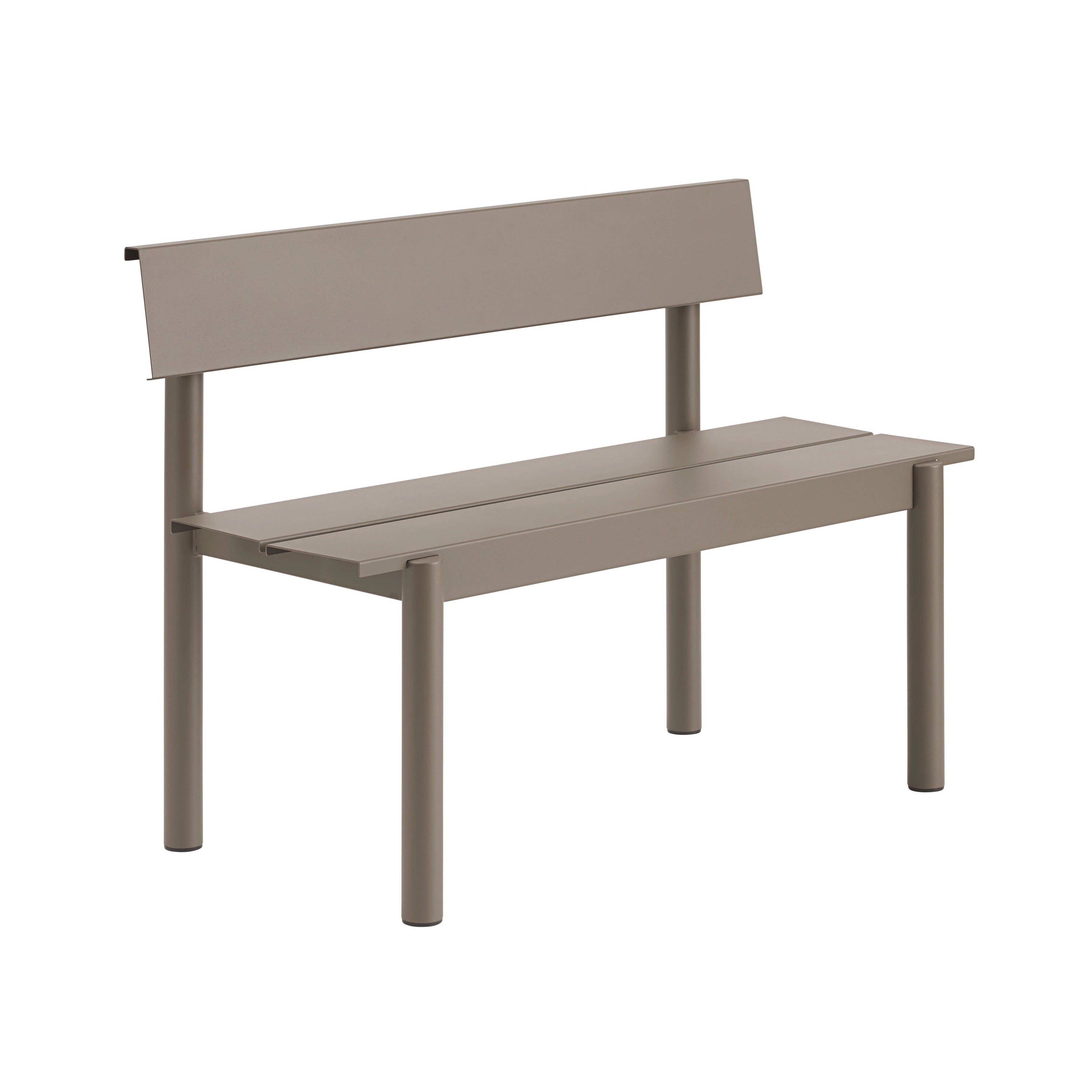Outdoor bench with backrest LINEAR taupe steel