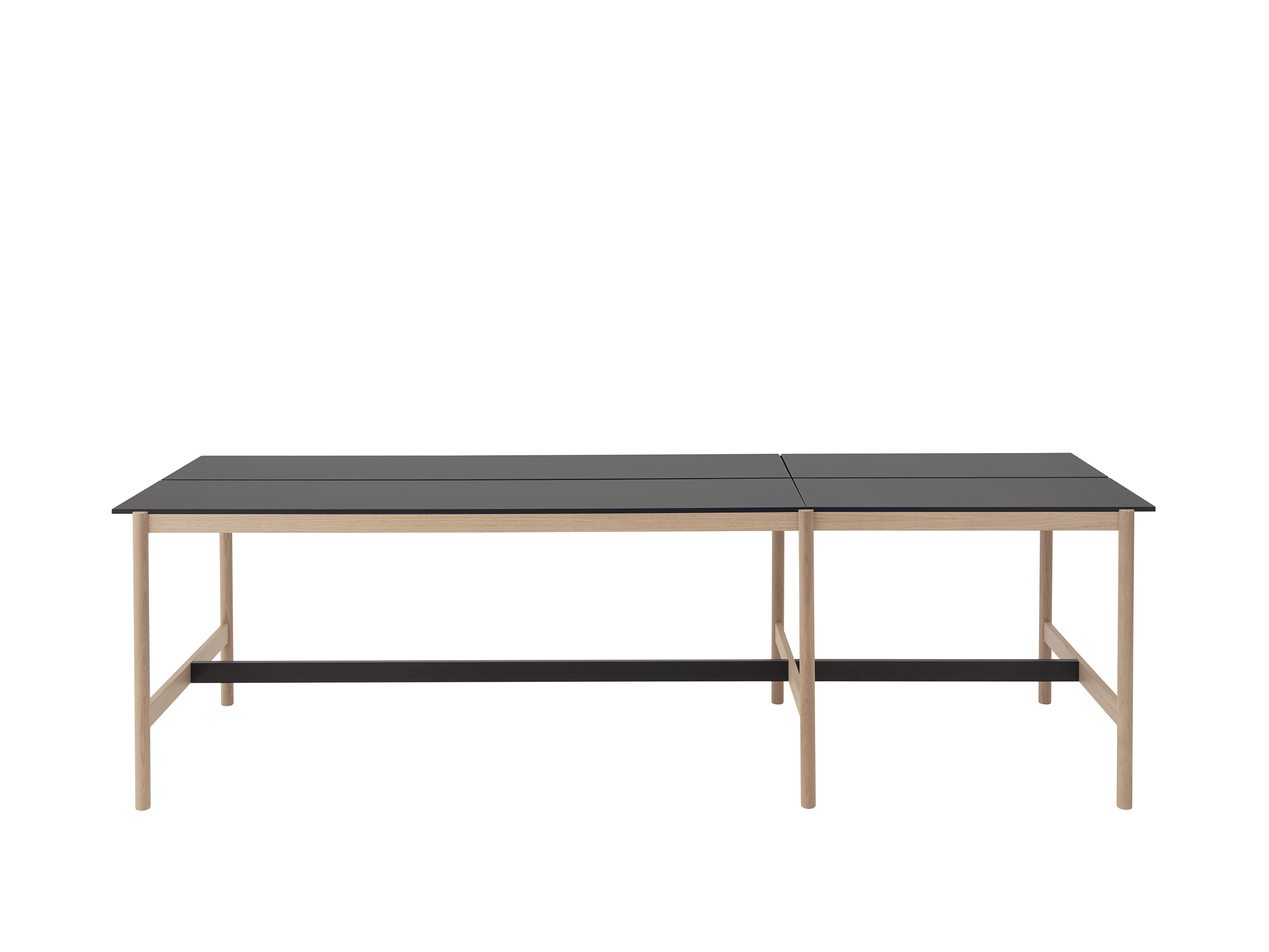 Stůl do kanceláře LINEAR SYSTEM HIGH - KONFIGURACE 1 černý nanolaminát s dubovým podstavcem