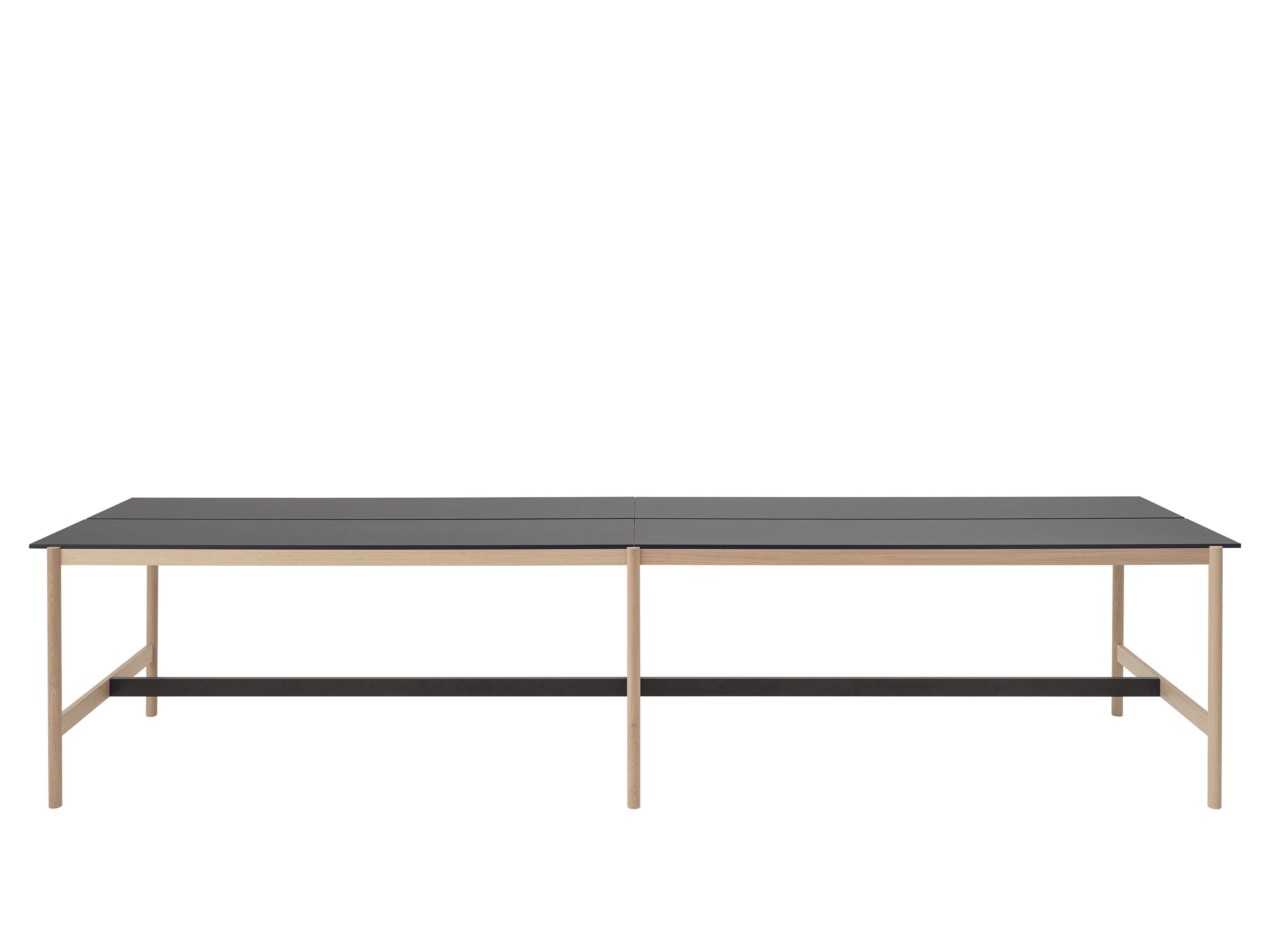 Stůl do kanceláře LINEAR SYSTEM HIGH - KONFIGURACE 2 černý nanolaminát s dubovou základnou