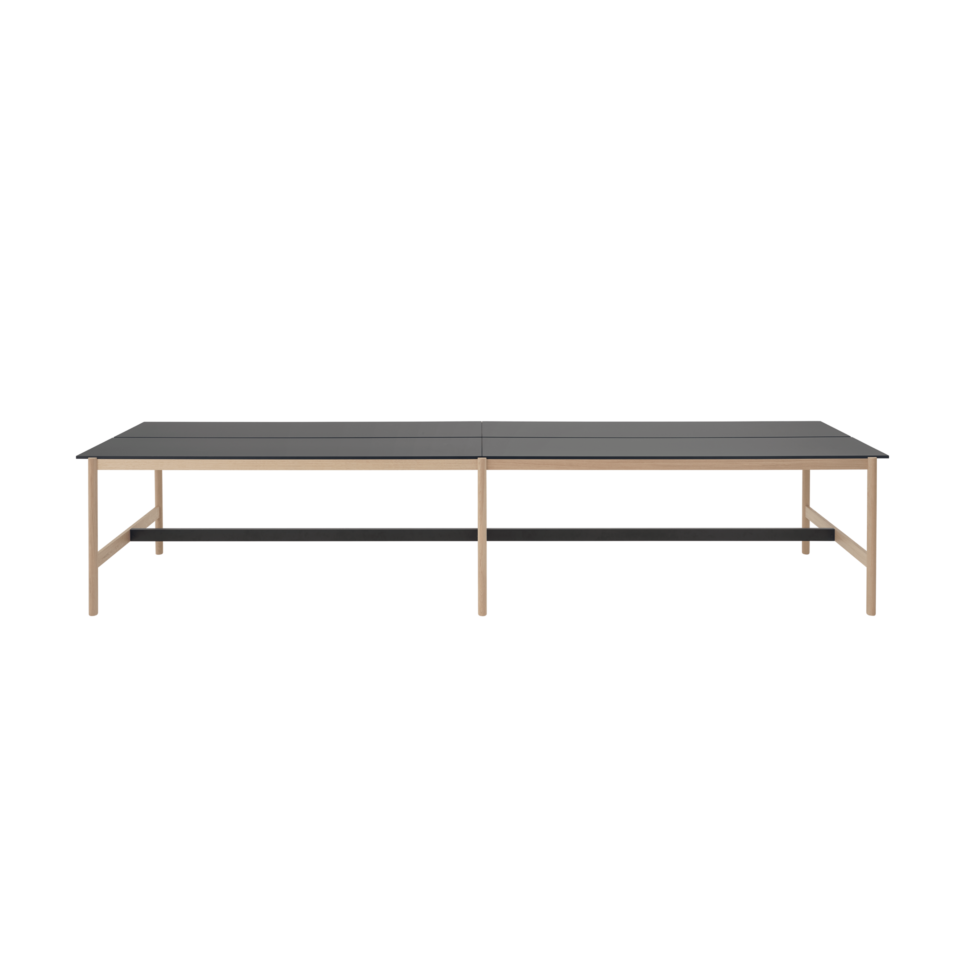 Stůl do kanceláře LINEAR SYSTEM HIGH - KONFIGURACE 2 černý nanolaminát s dubovou základnou