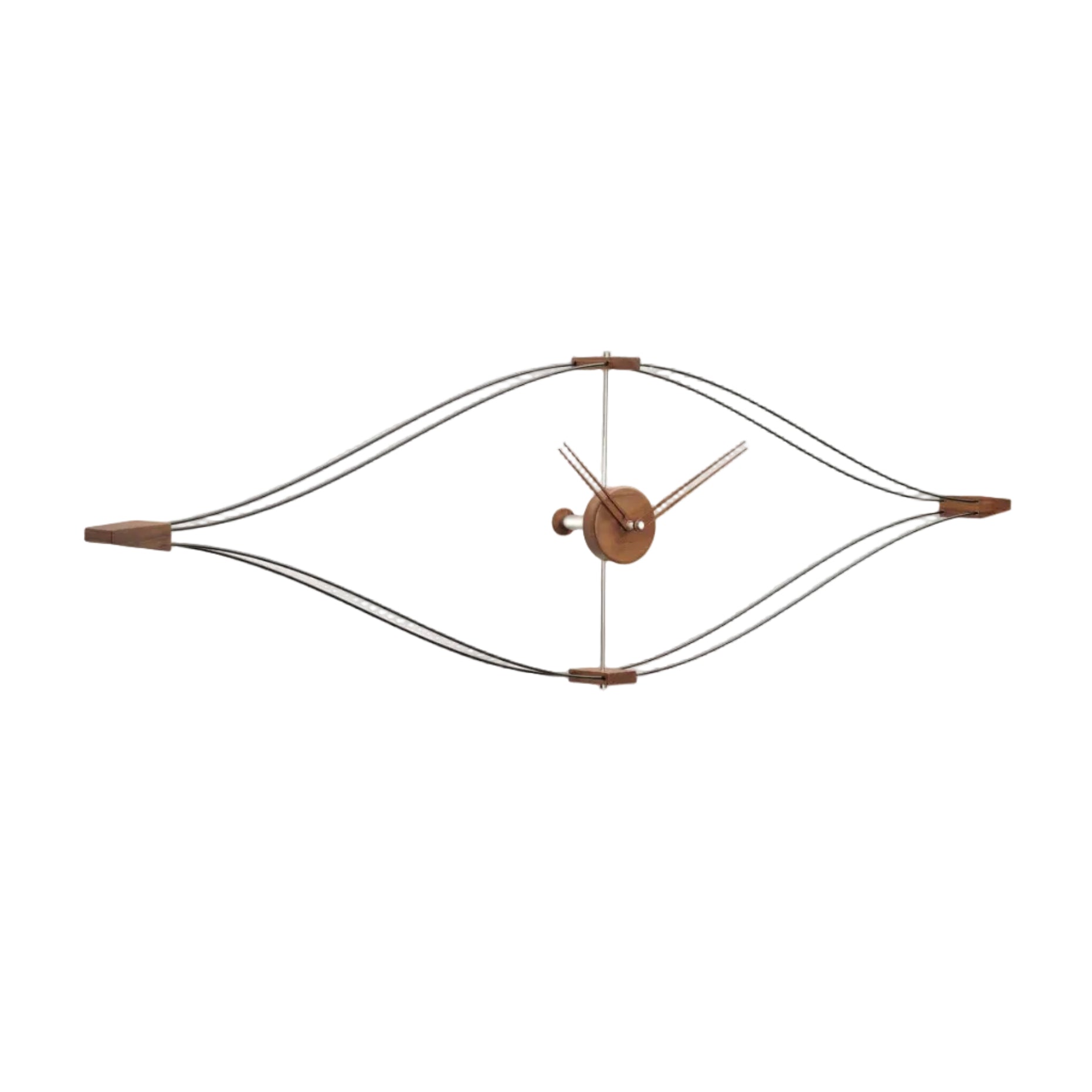 Nástěnné hodiny LOOK ořechové dřevo s chromovanými a černými prvky