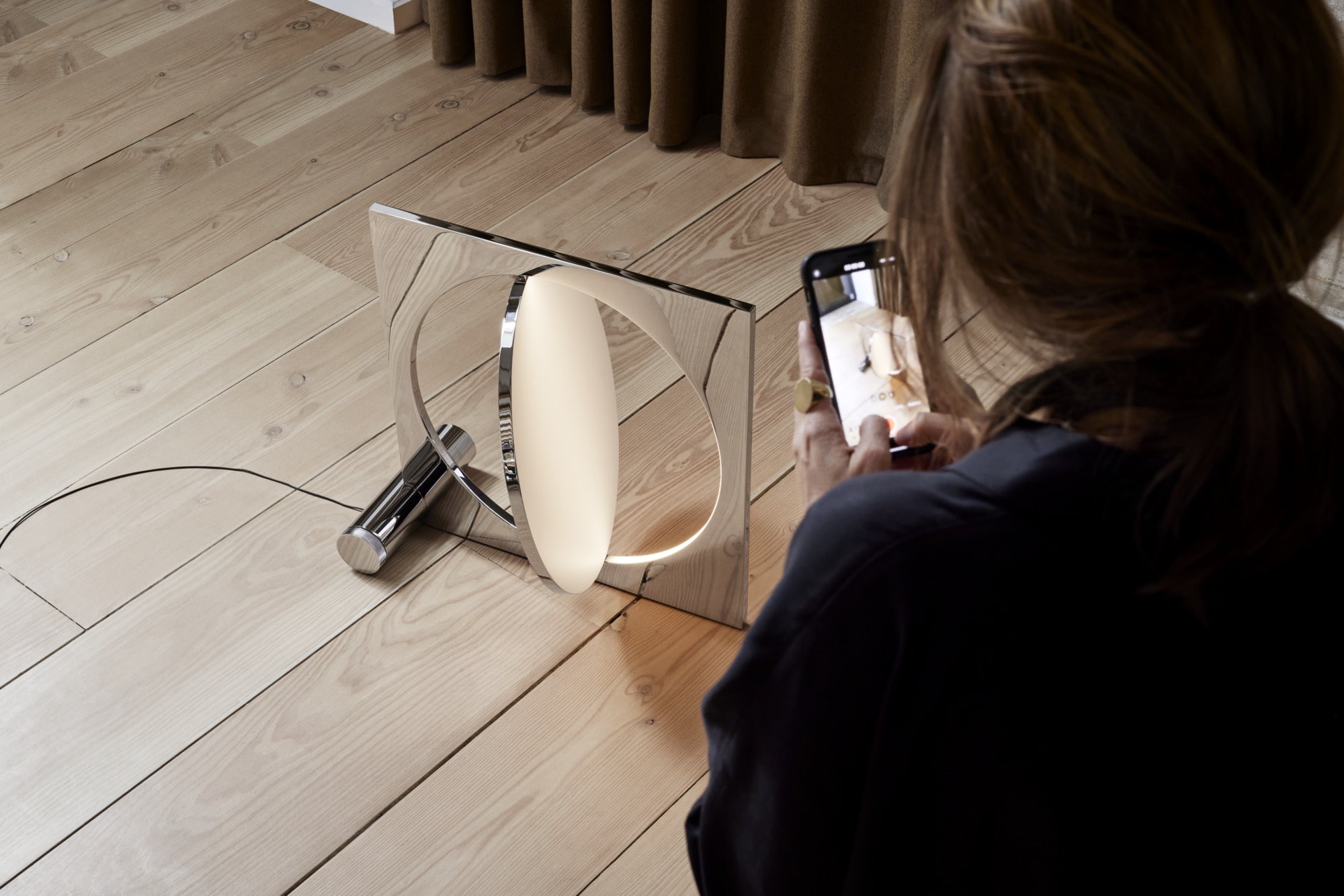 Stojací lampa MOONSETTER chromovaná