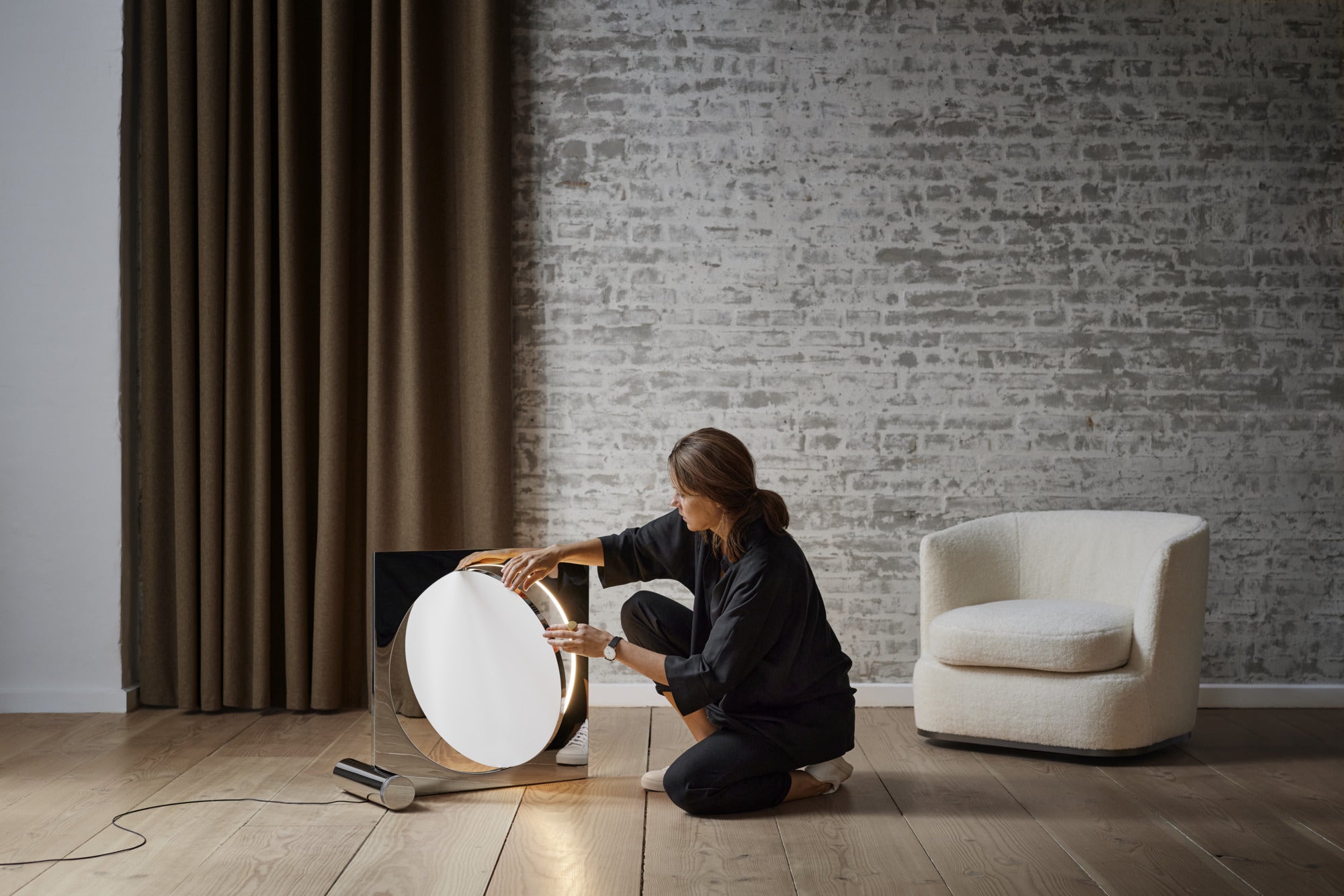 Stojací lampa MOONSETTER chromovaná