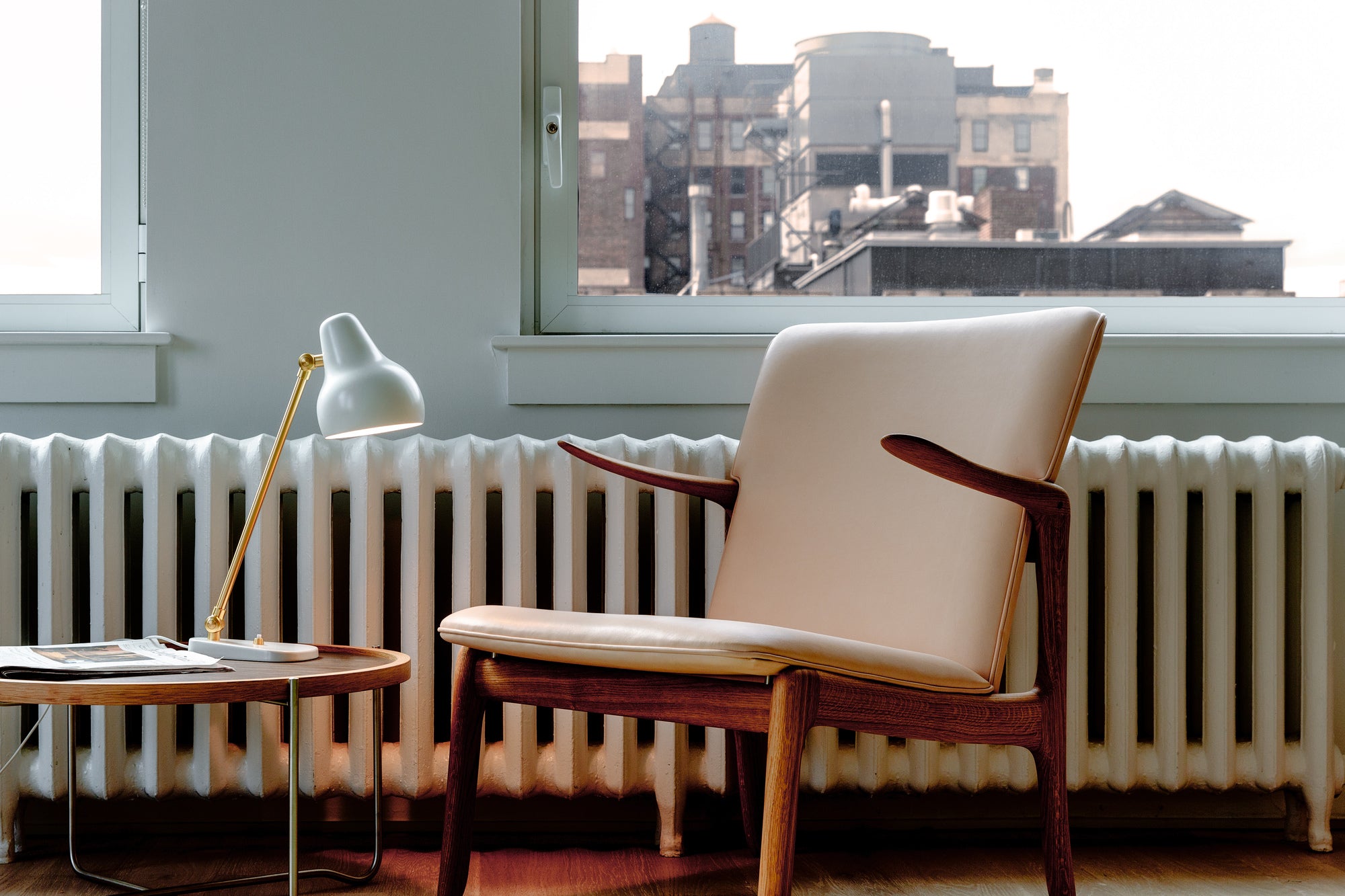 VL 38 Table Lamp White with Gold Finish