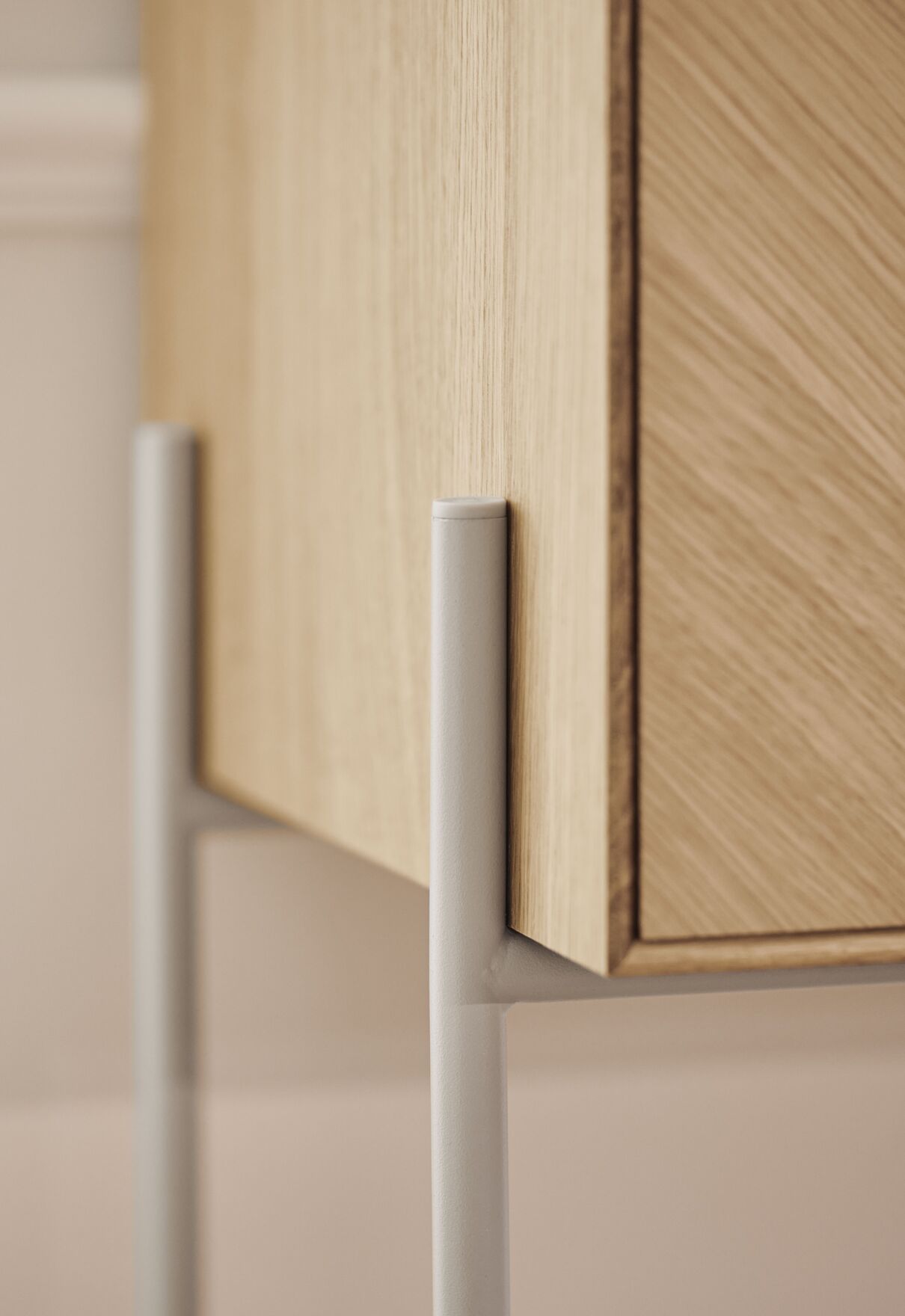 Luxe sideboard bleached oak wood with a gray base
