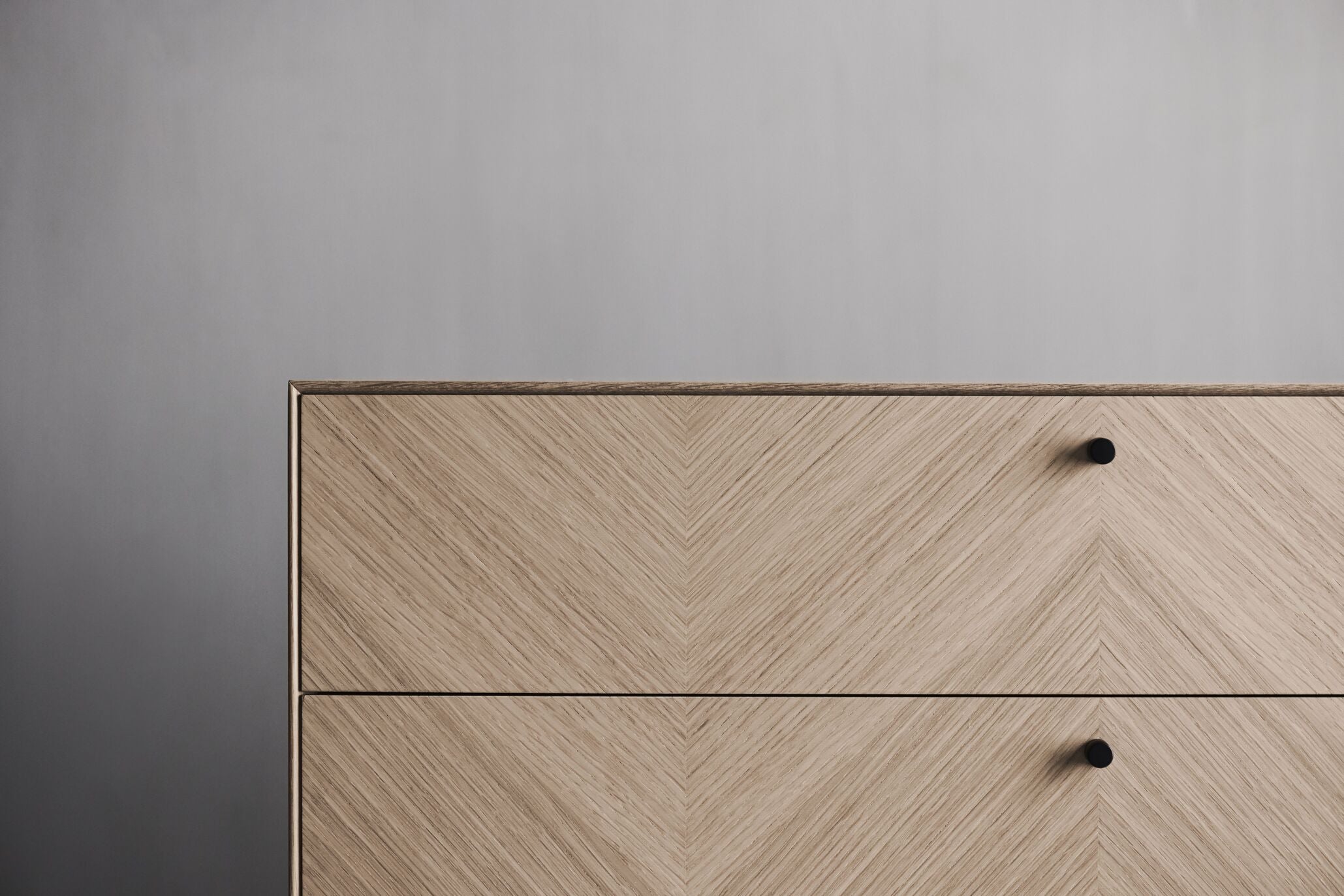 Luxe cabinet oak wood with a black base