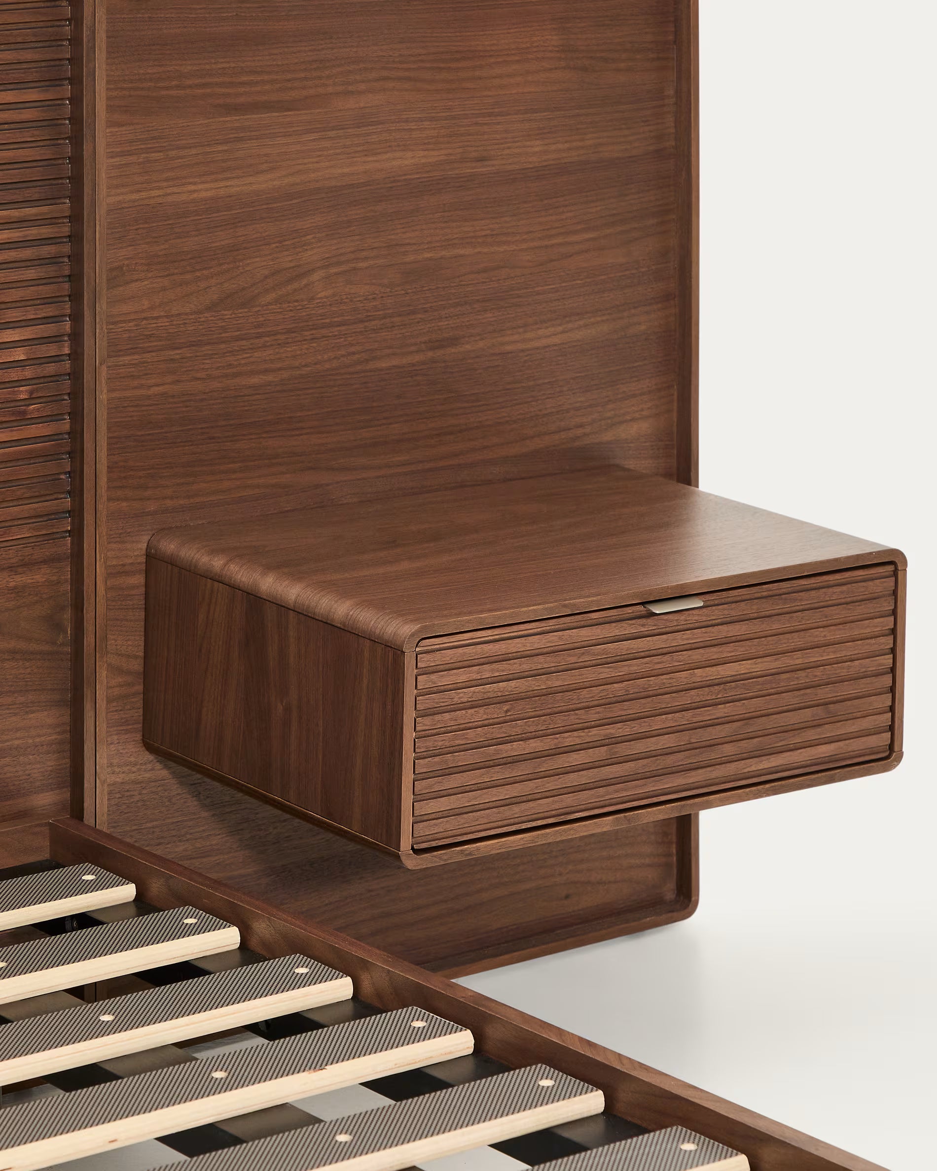 NORLEN bed with cabinets dark brown walnut veneer