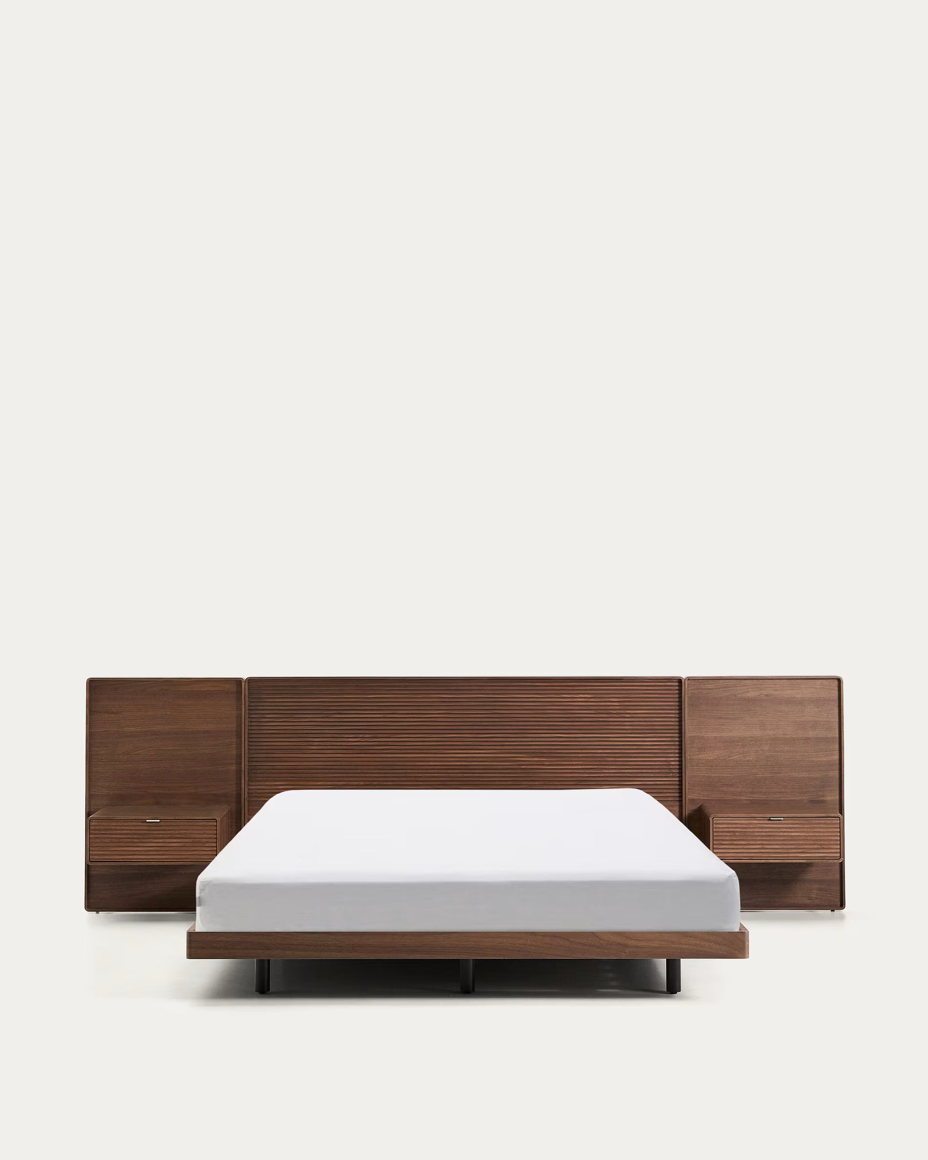 NORLEN bed with cabinets dark brown walnut veneer