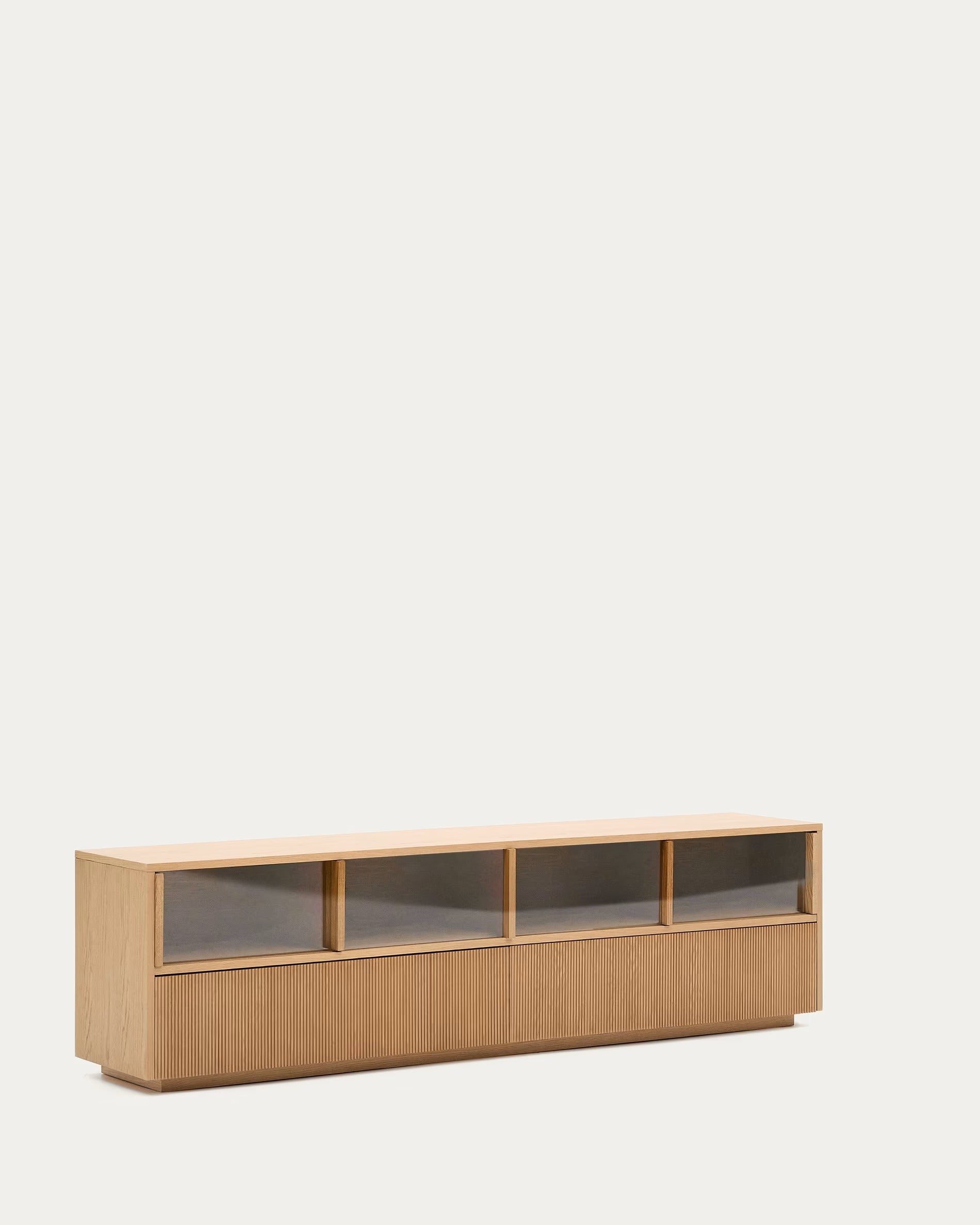 HELVINE oak veneer TV cabinet with two drawers