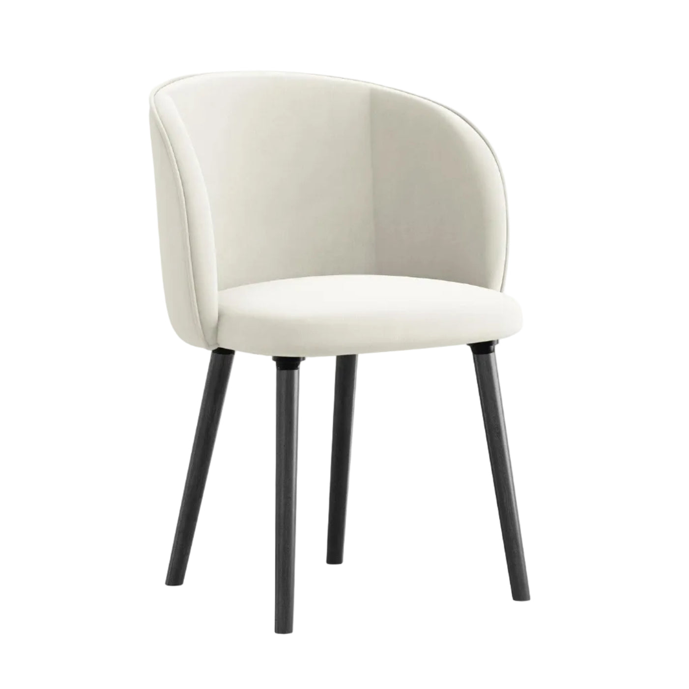 Velvet Chair MAIA Light Beige with Black Oak Base