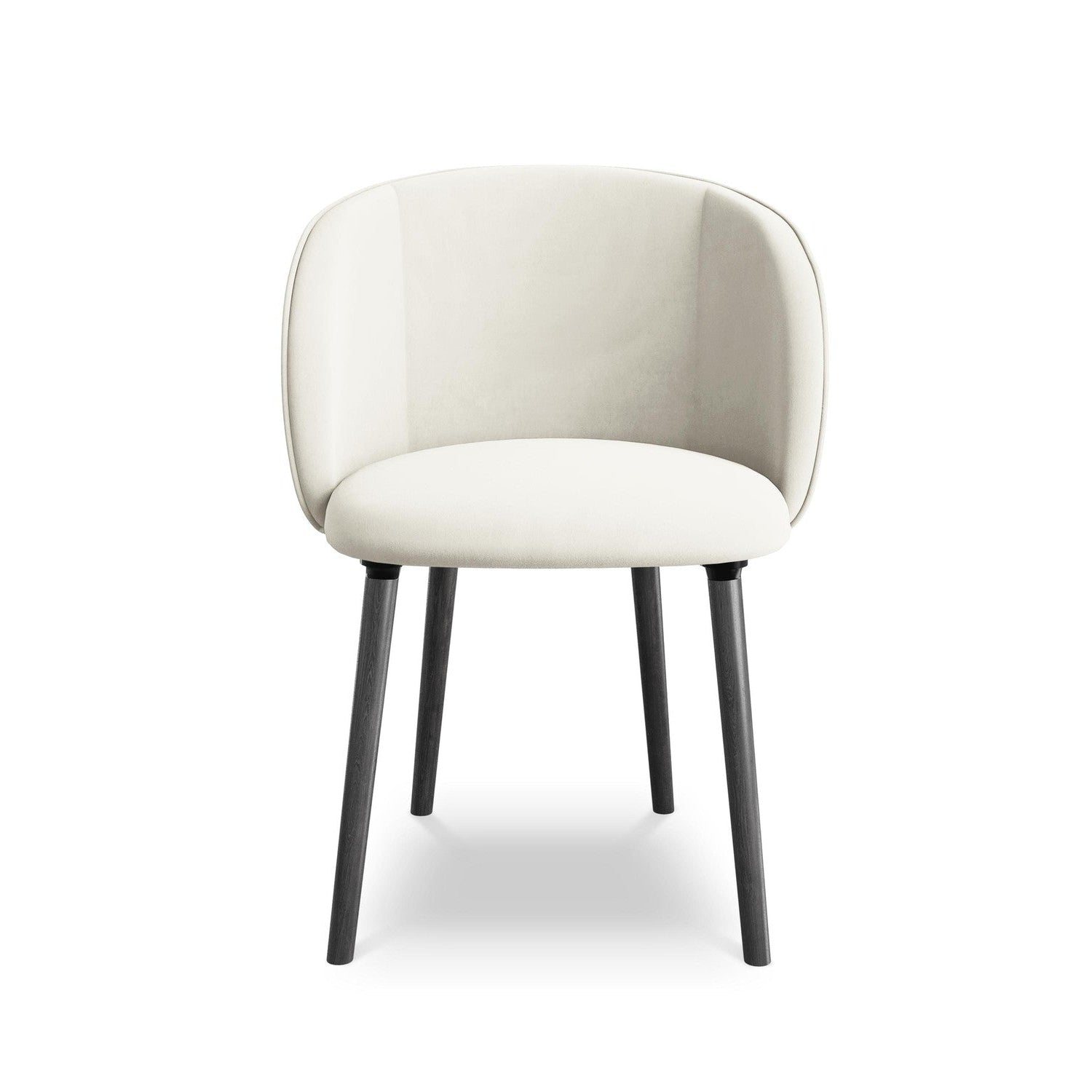 Velvet Chair MAIA Light Beige with Black Oak Base
