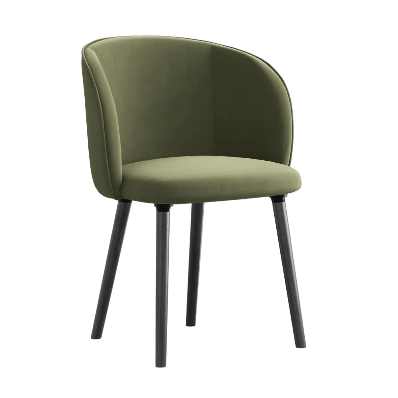 Velvet Chair MAIA in Olive with Black Oak Base