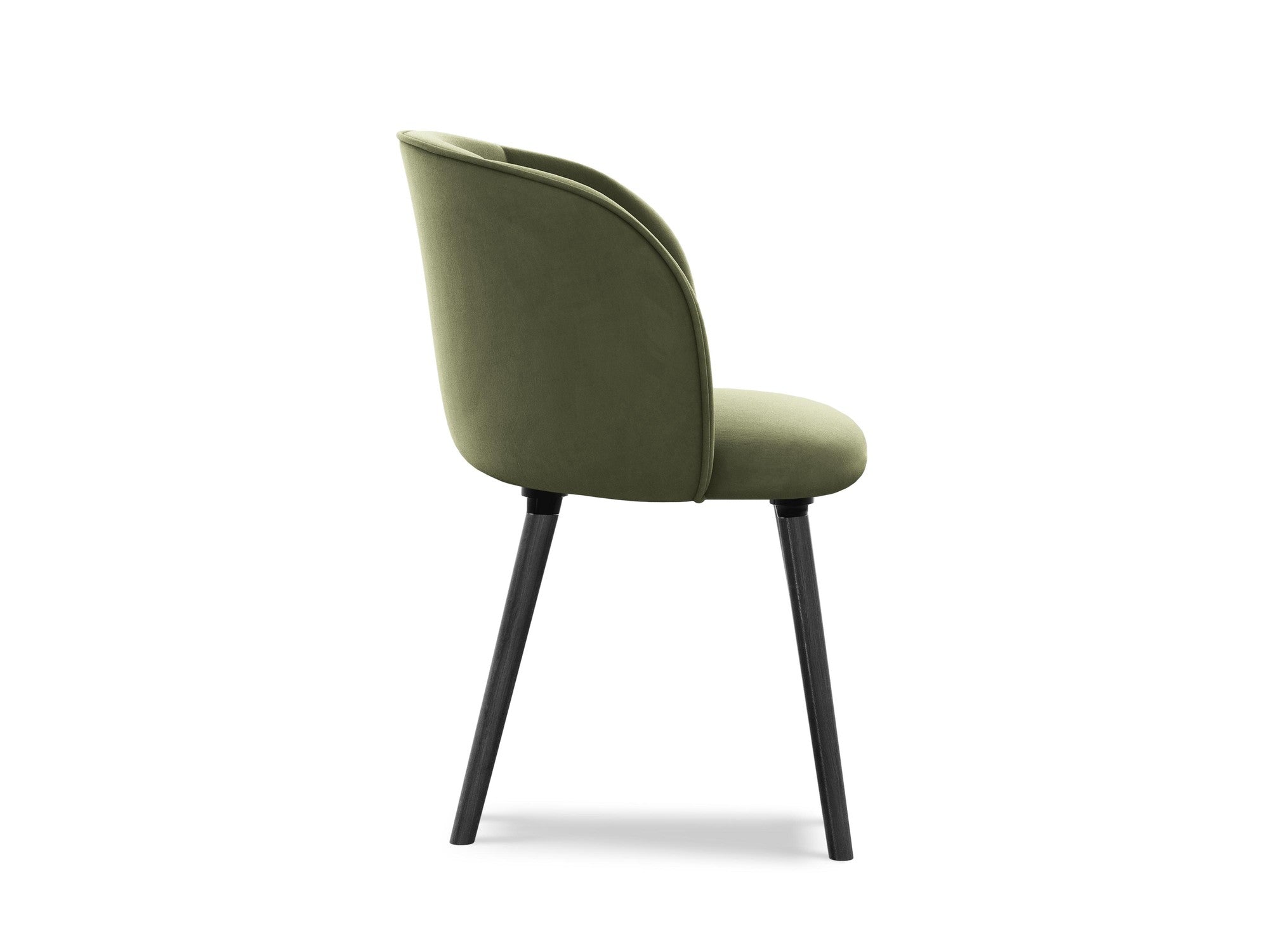 Velvet Chair MAIA in Olive with Black Oak Base