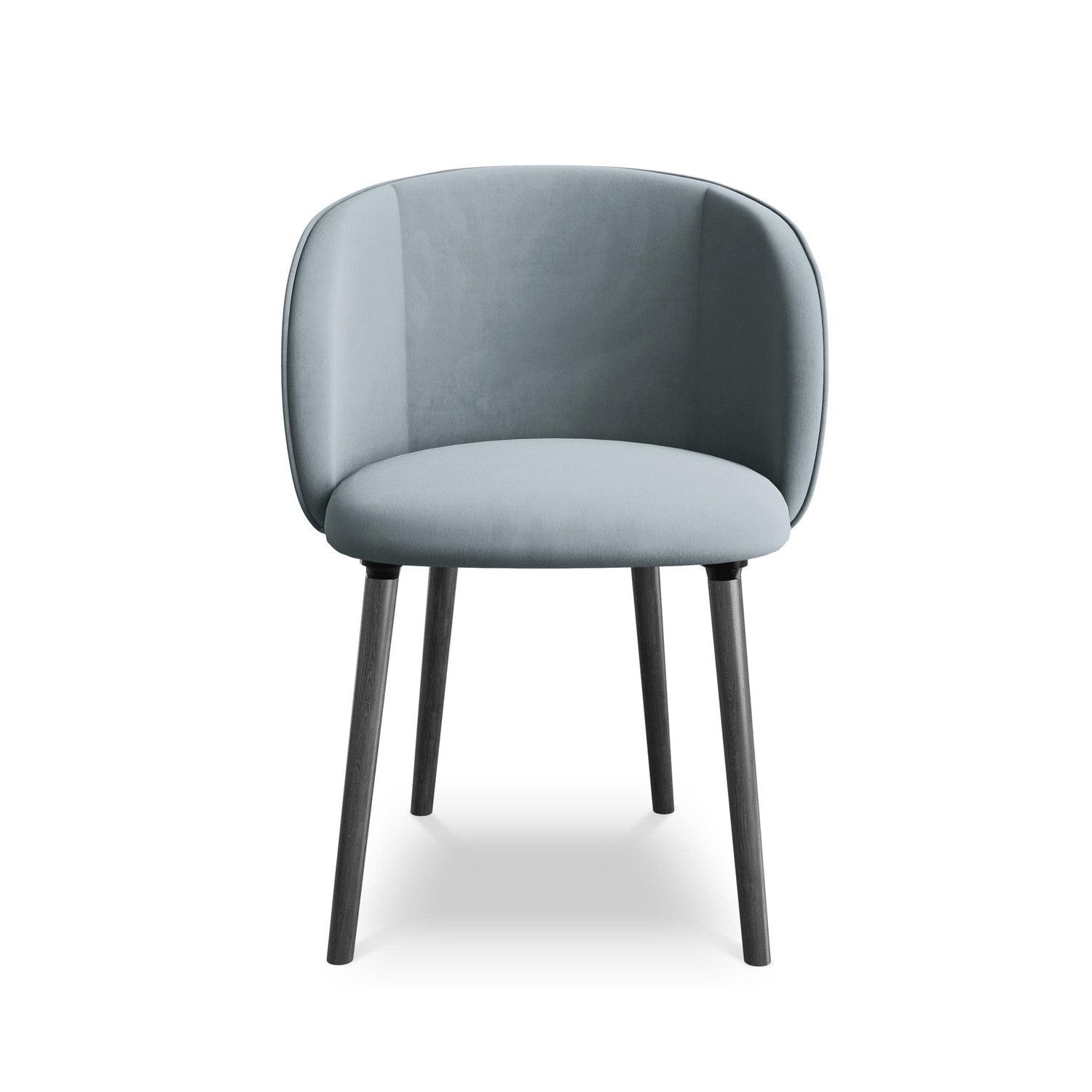 Velvet Chair MAIA Light Blue with Black Oak Base