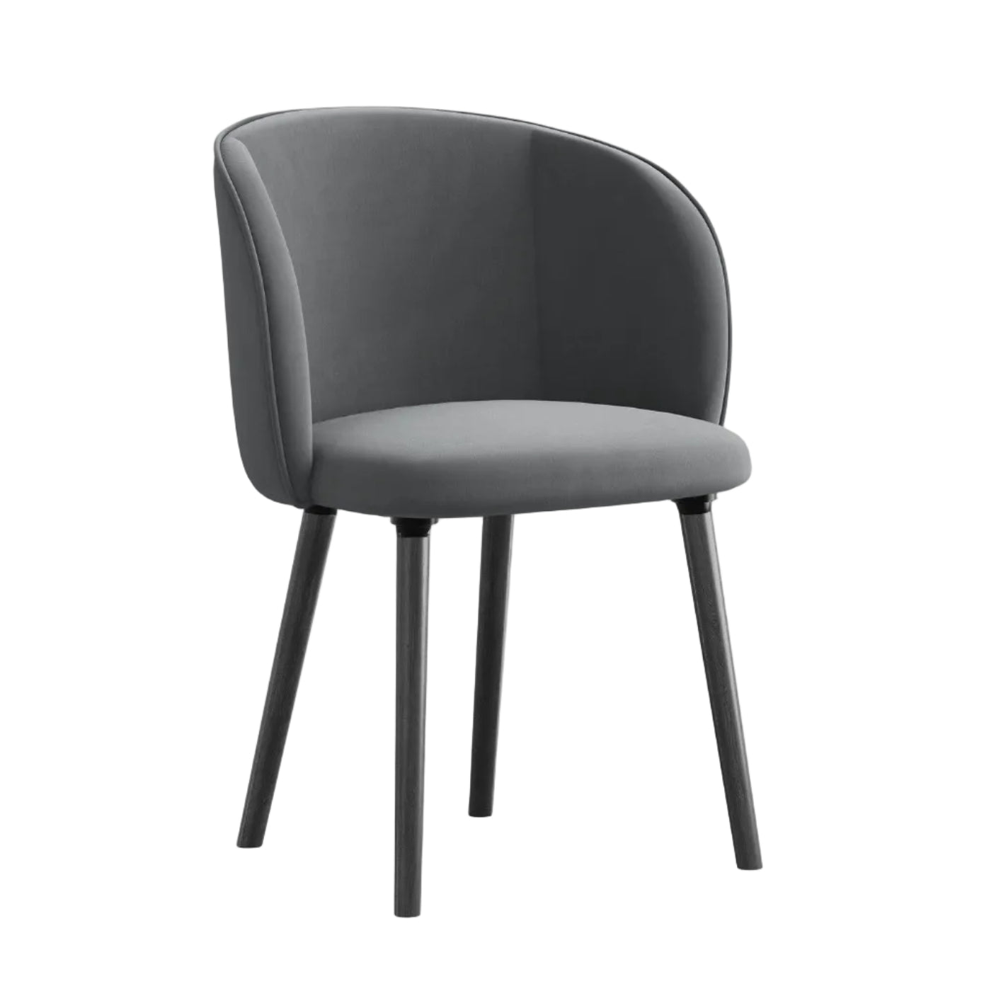 Velvet Chair MAIA Steel Gray with Black Oak Base