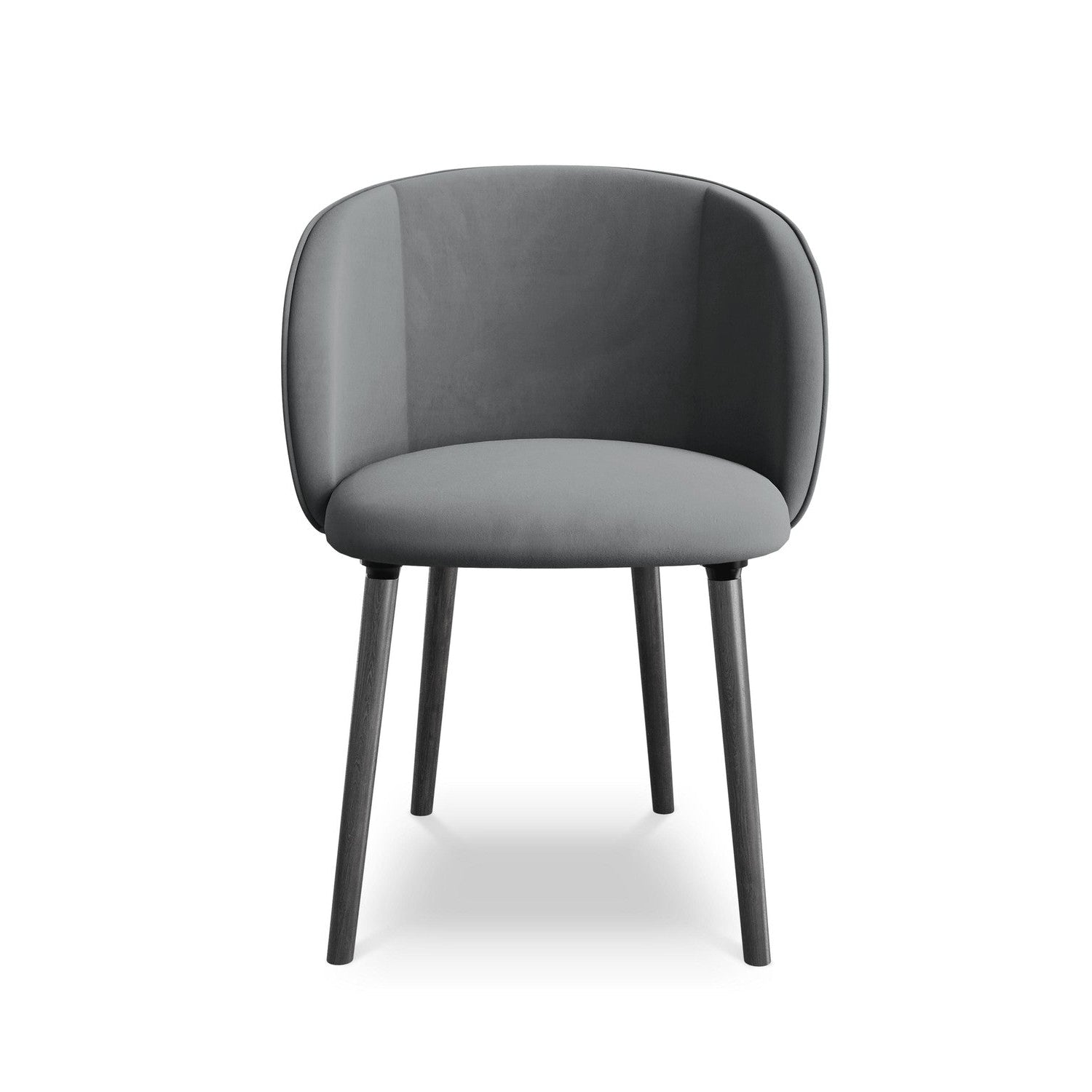 Velvet Chair MAIA Steel Gray with Black Oak Base